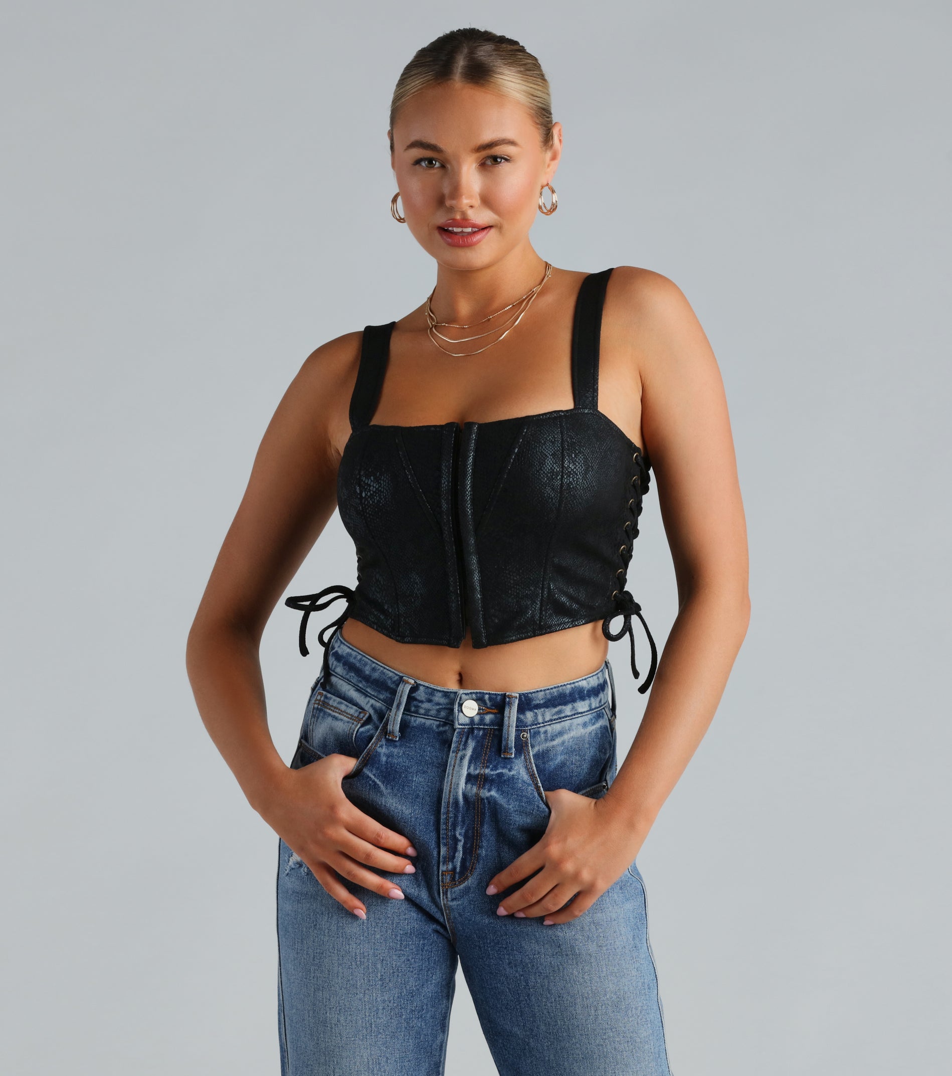 Ultimate Faux Suede Snake Corset Top - Premium Style