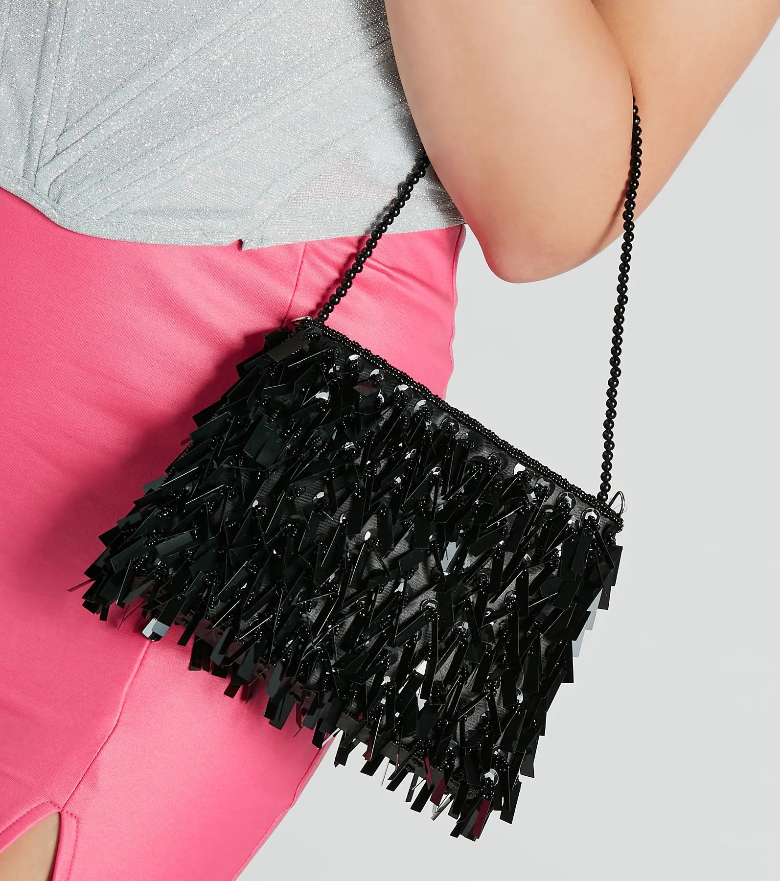 Premium Glam Sequin Fringe Handbag