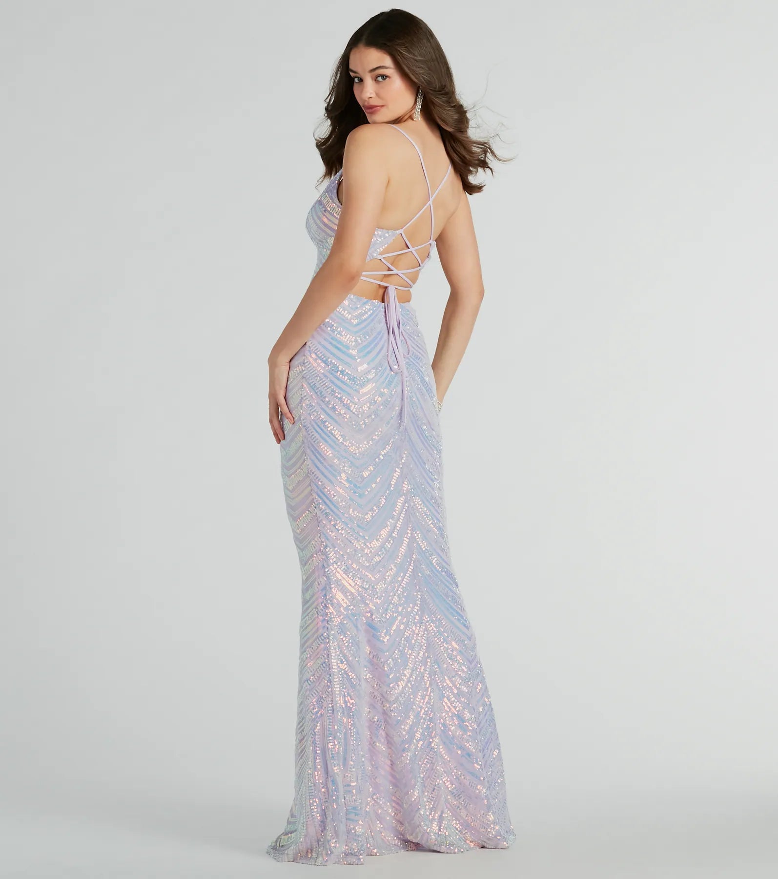 Ultimate Shannon Lace-Up Sequin Mermaid Gown - Premium Formal Dress