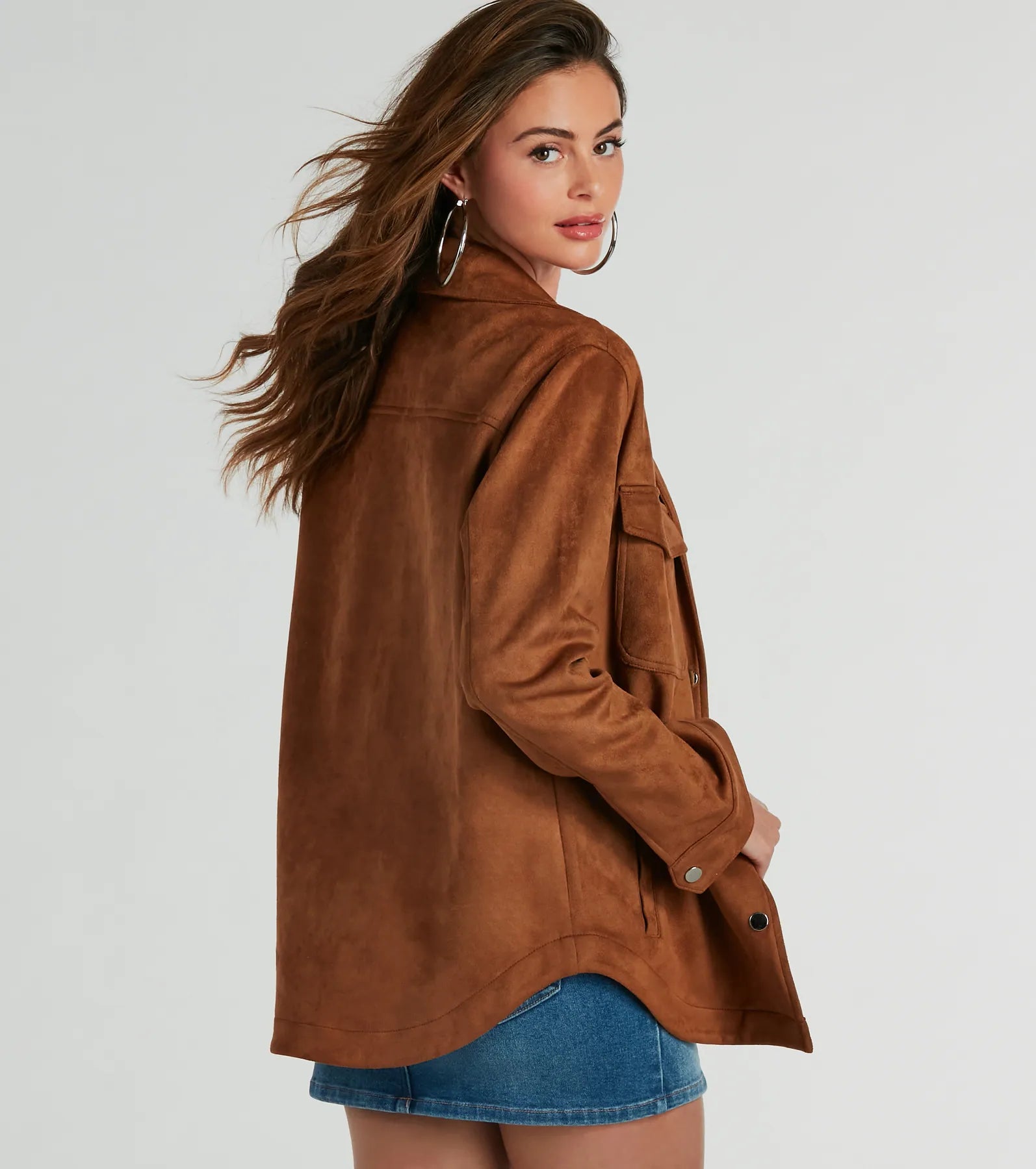 Premium Oversized Faux Suede Shacket - Effortless Style Upgrade