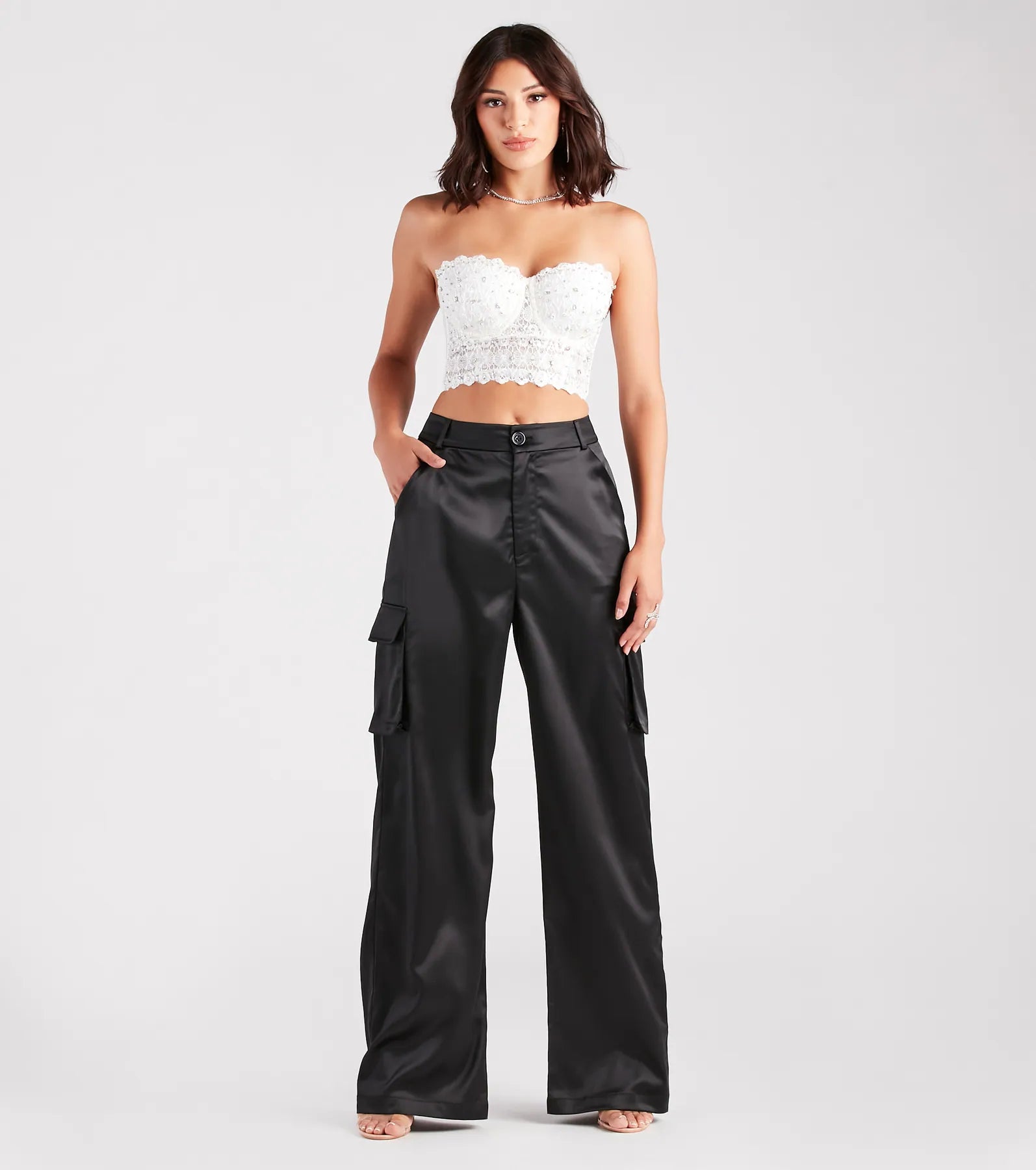 Premium Satin Straight-Leg Cargo Pants - Elevate Your Style