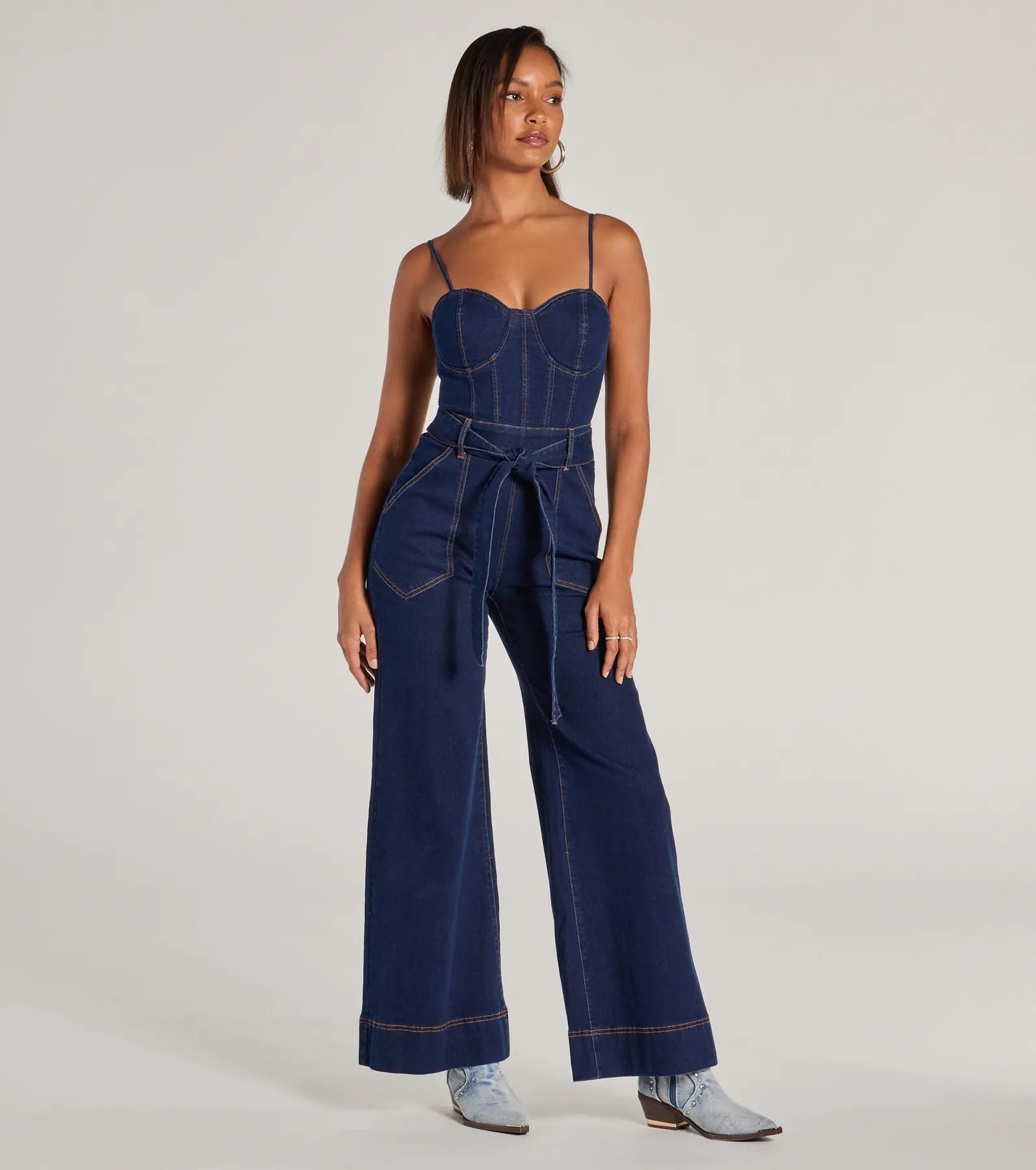 Premium Sweetheart Flare Denim Jumpsuit - Ultimate Style Upgrade