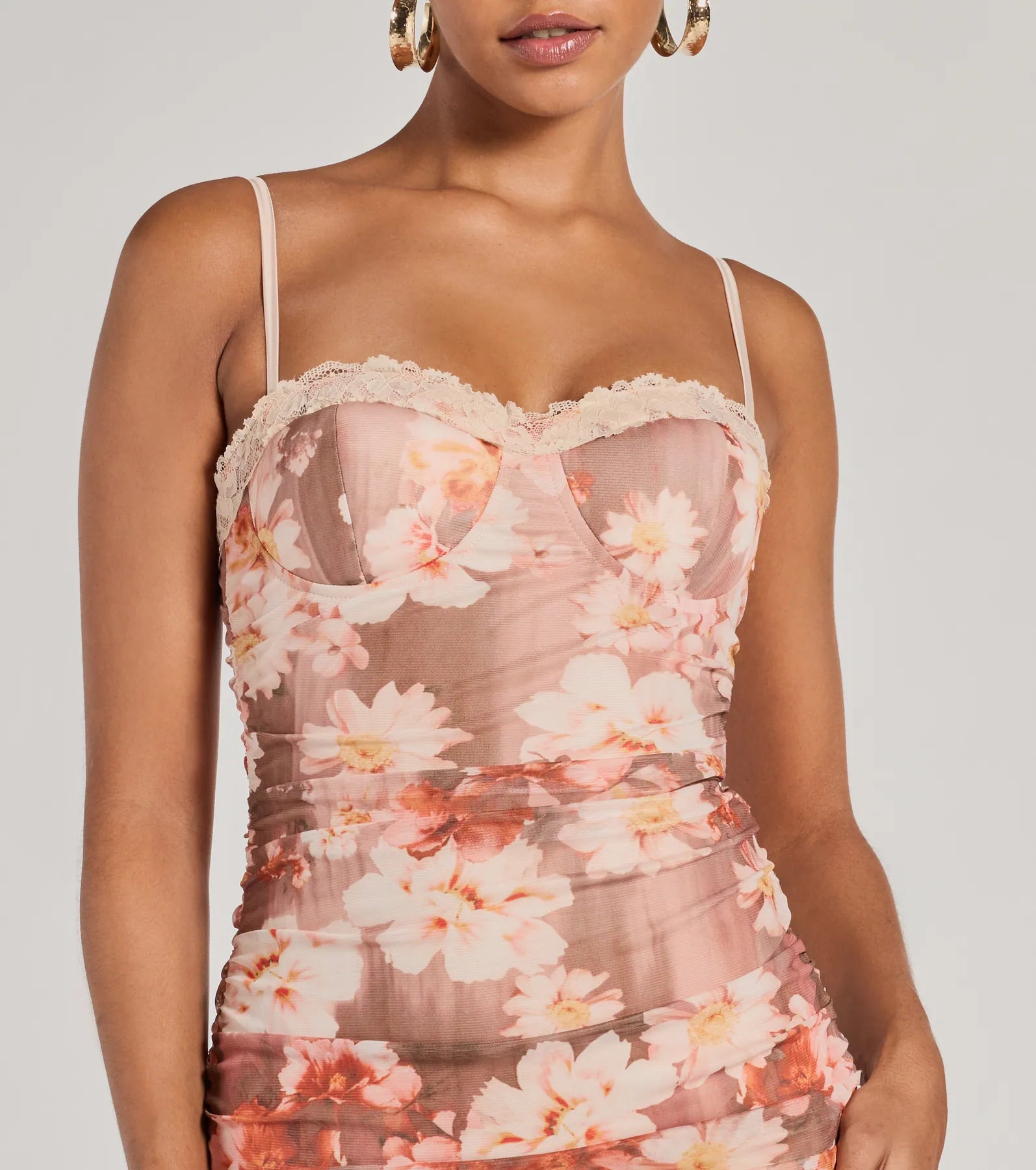 Ultimate Blooming Romance Floral Mesh Bodycon Dress