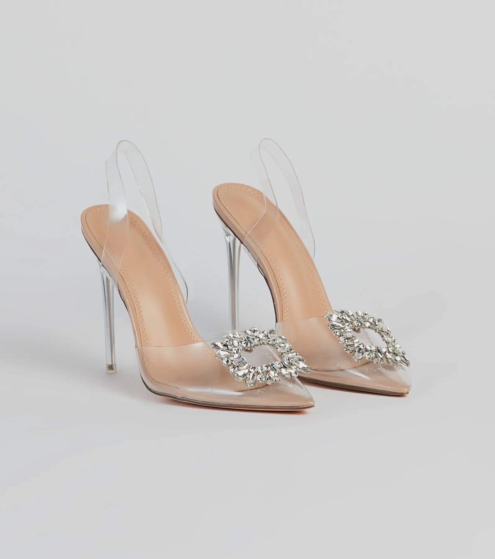 Premium Crystal-Embellished Clear Stiletto Heels