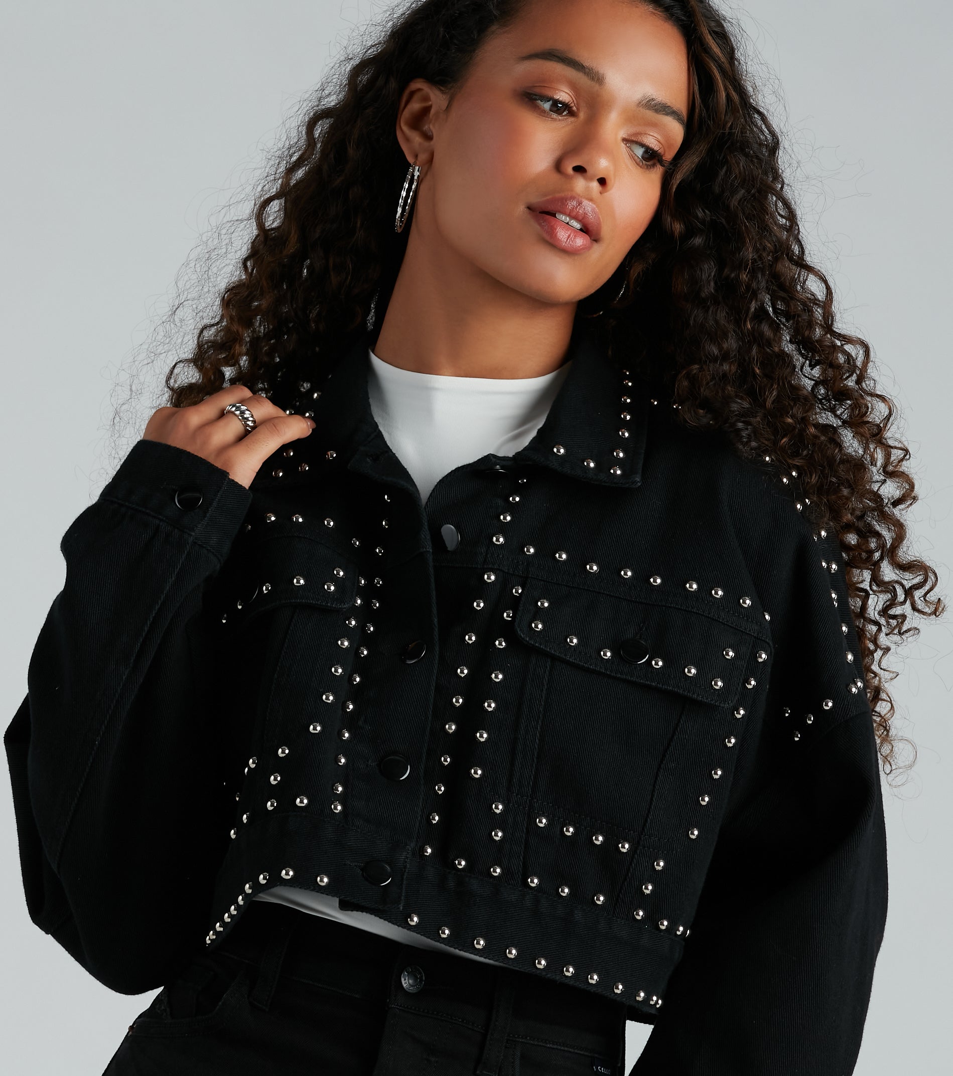 Ultimate Studded Denim Crop Jacket - Edgy & Bold