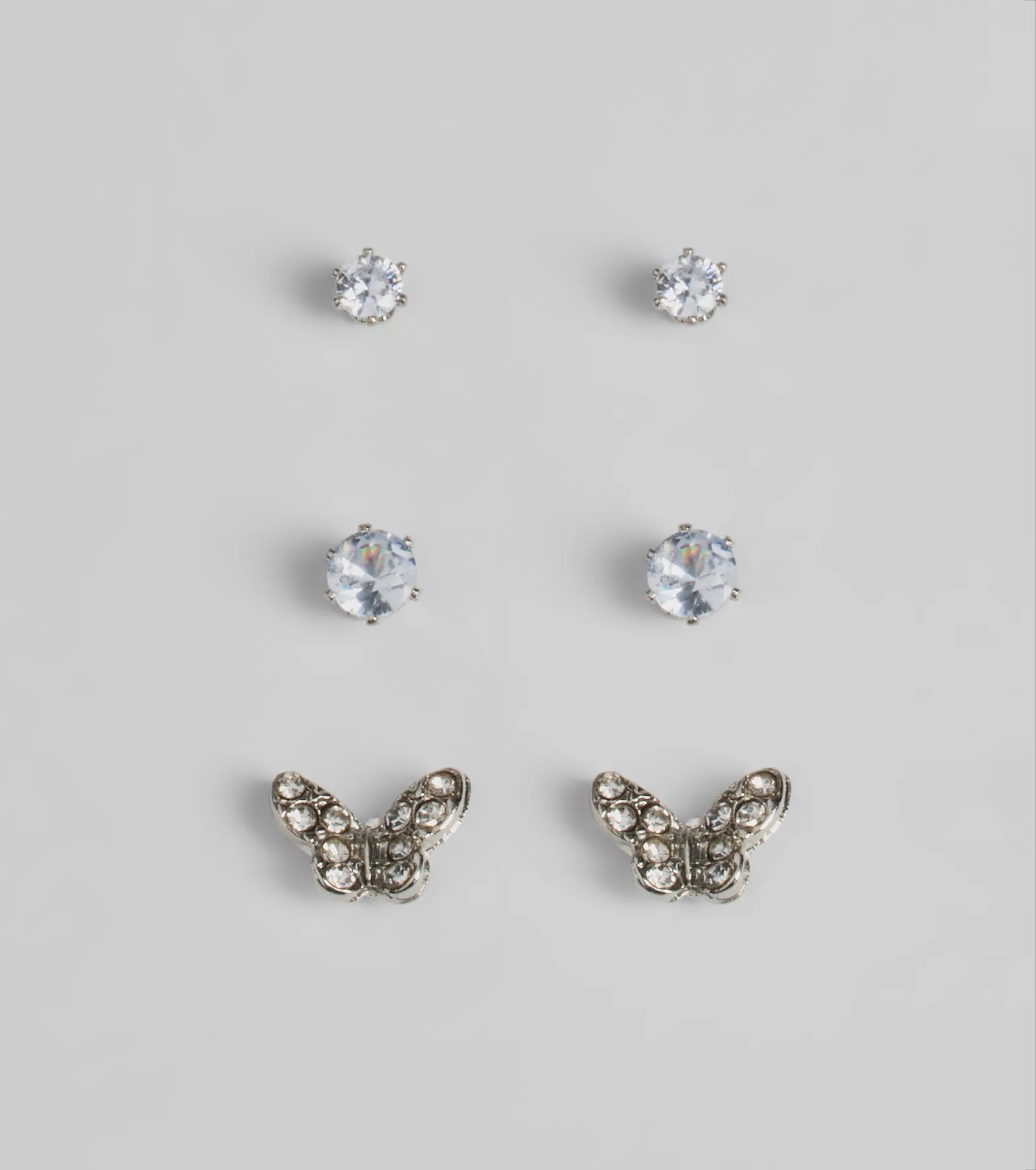 Ultimate Luxe Cubic Zirconia Butterfly Stud Earrings Set - Premium 3-Pack