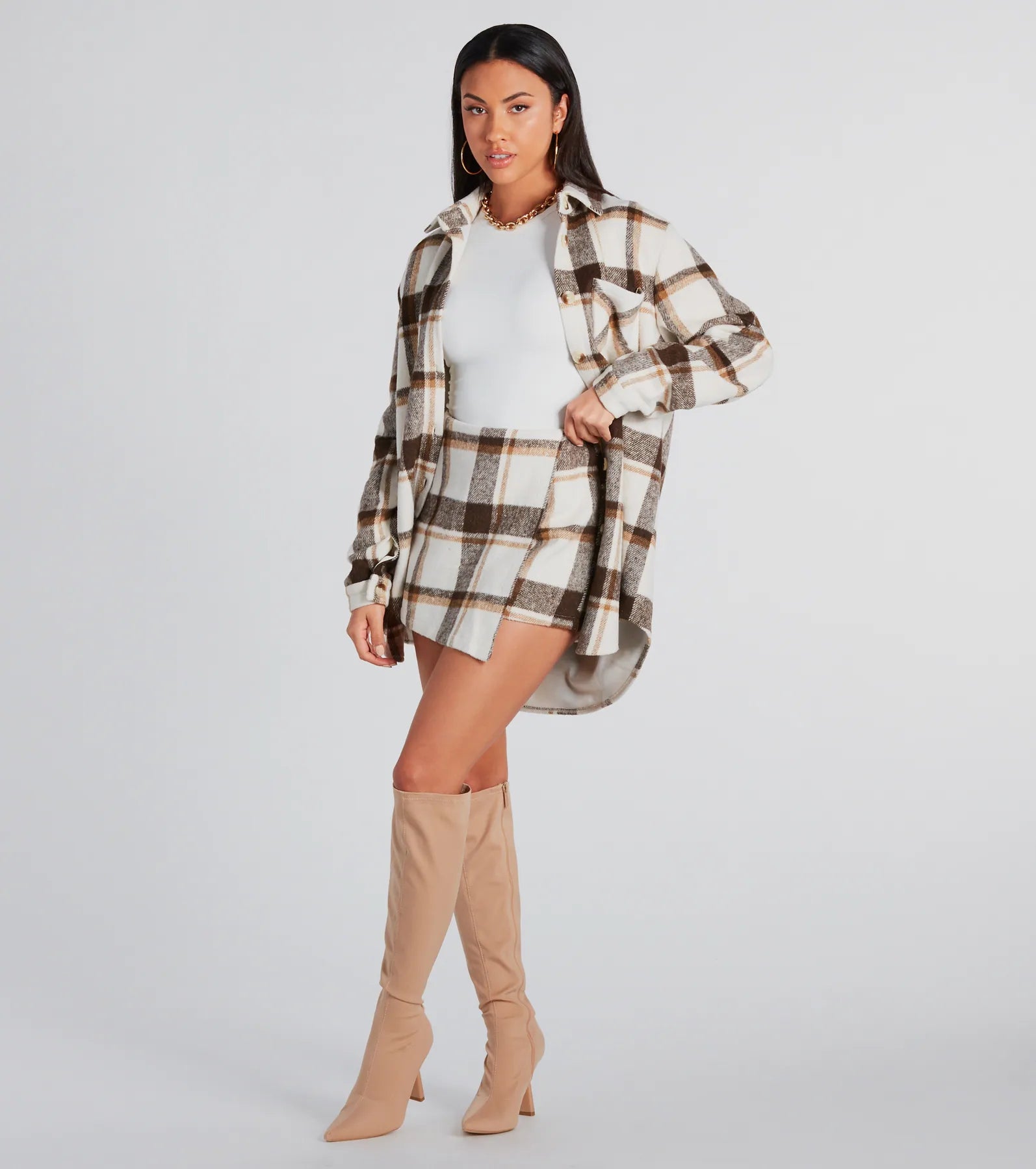 Ultimate Cute Vibes Plaid Wrap Skort