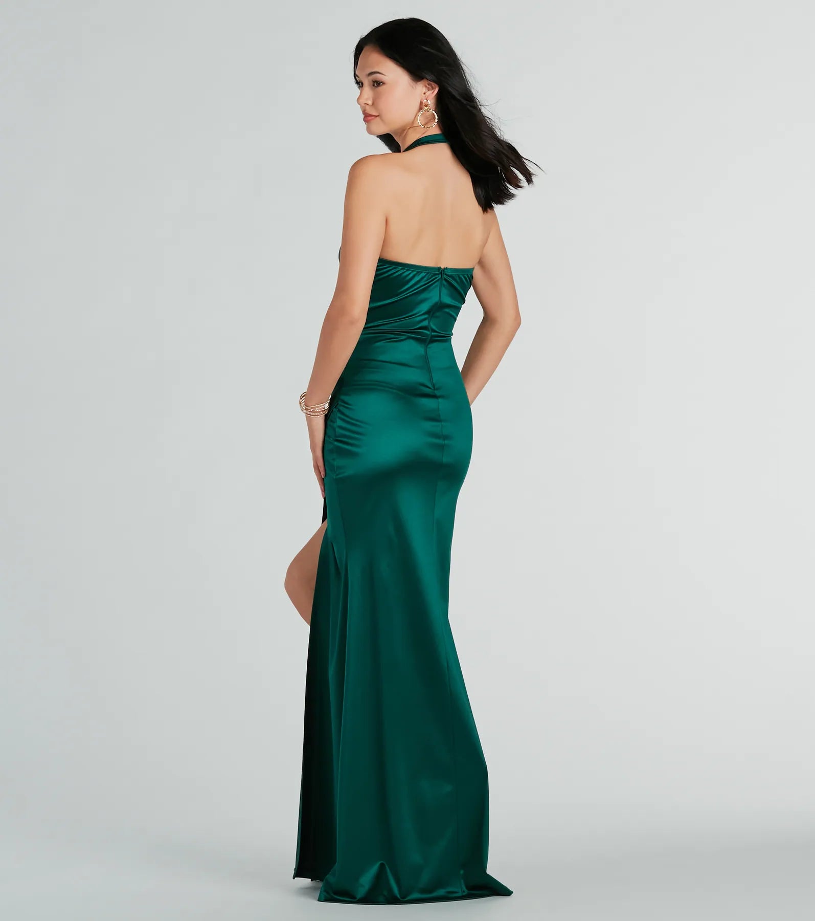 Premium Melissa Satin Mermaid Gown – Elegant Halter Neck Dress