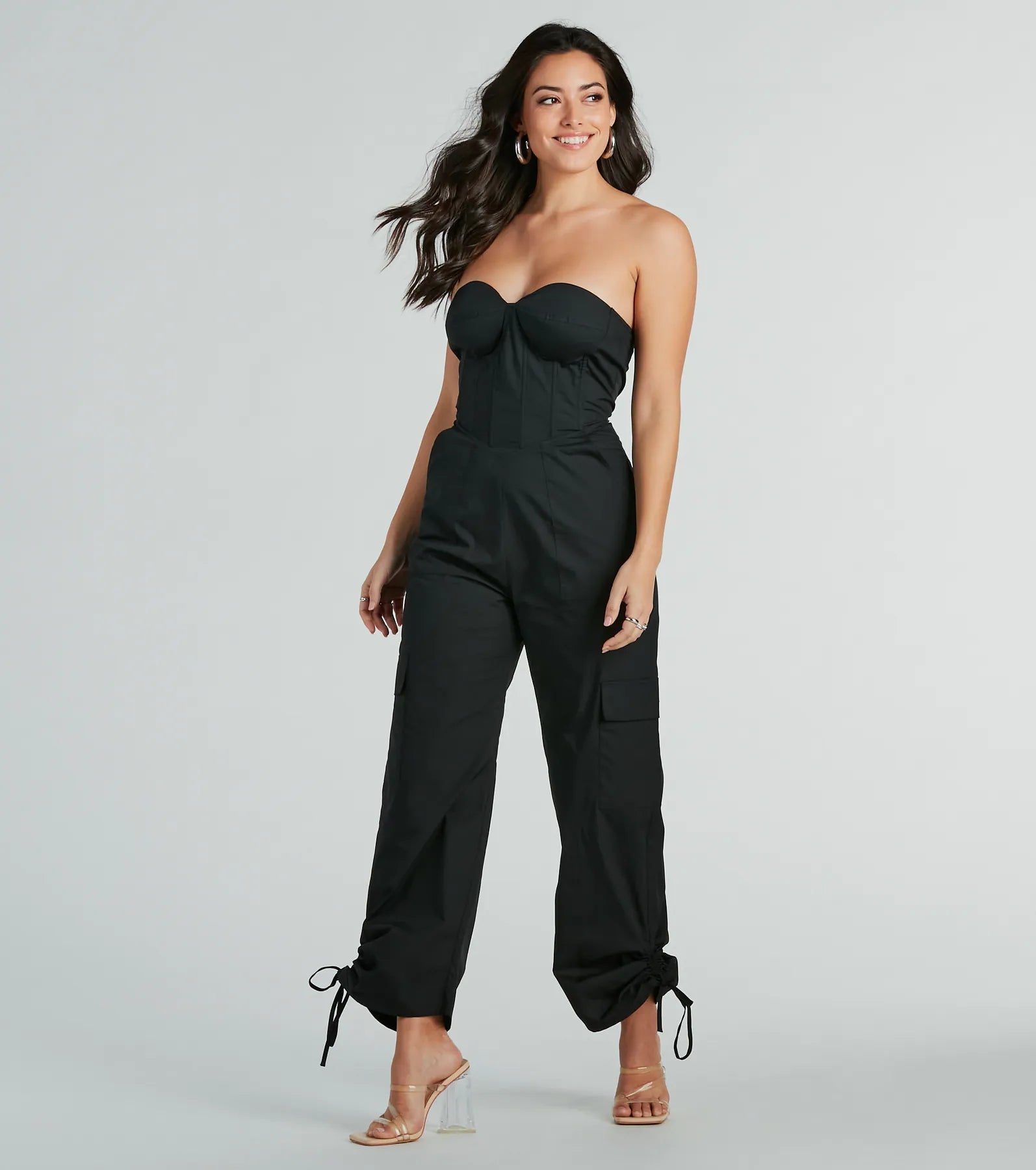 Ultimate Weekend Chic: Strapless Bustier Jumpsuit