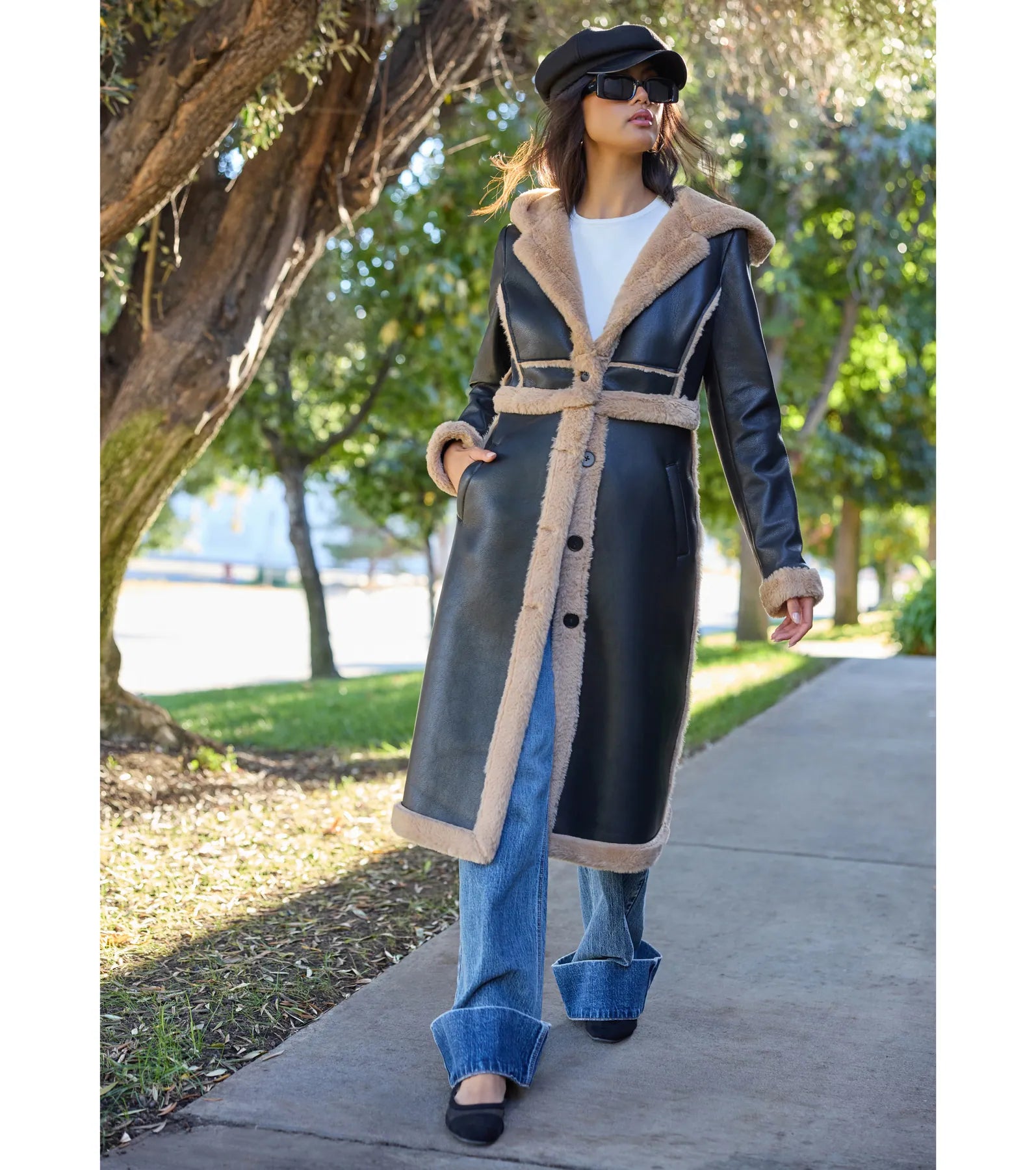 Ultimate Runway Ready Convertible Faux Leather Trench Coat