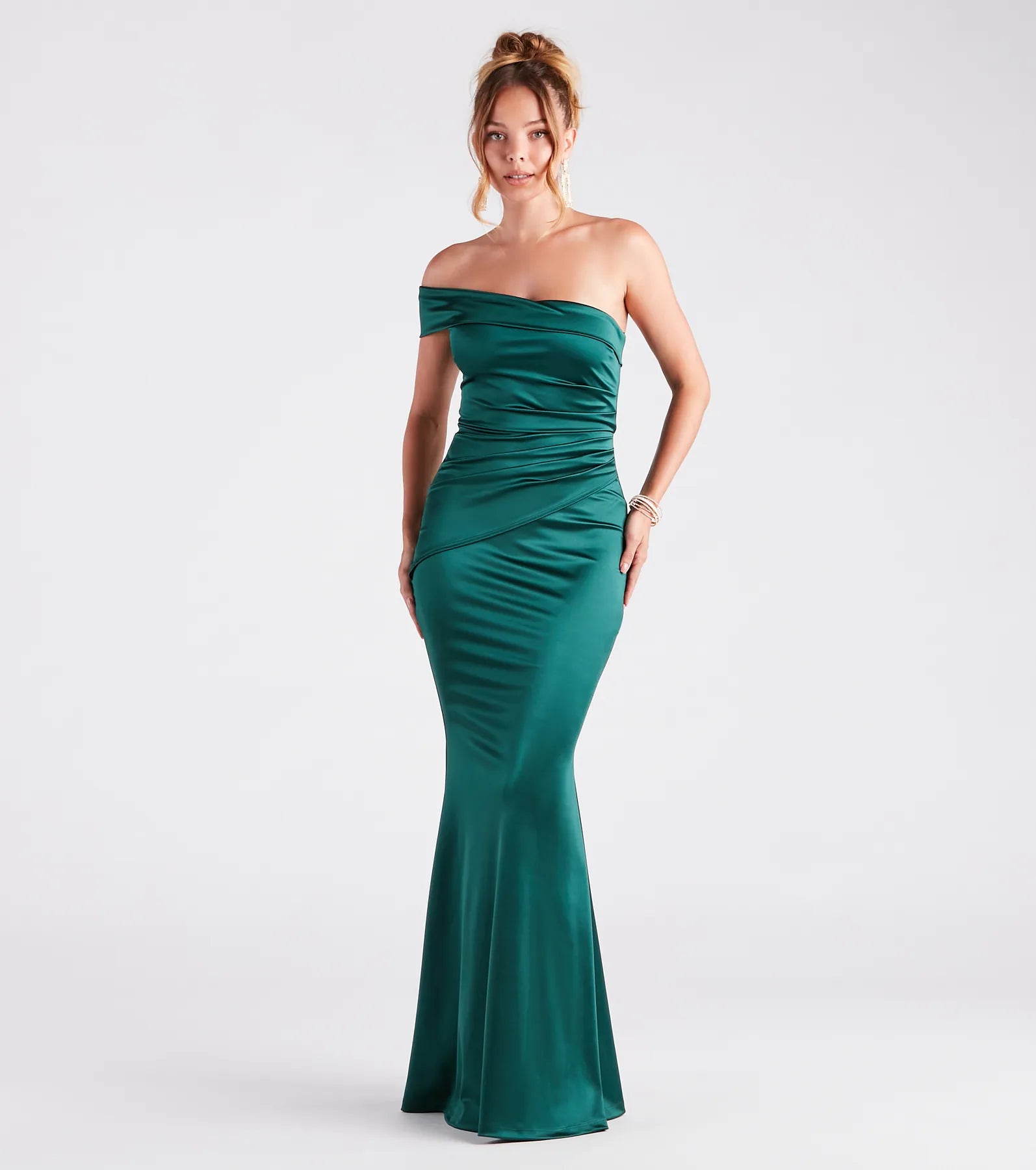 Premium Zoey One-Shoulder Satin Mermaid Gown for Formal Events