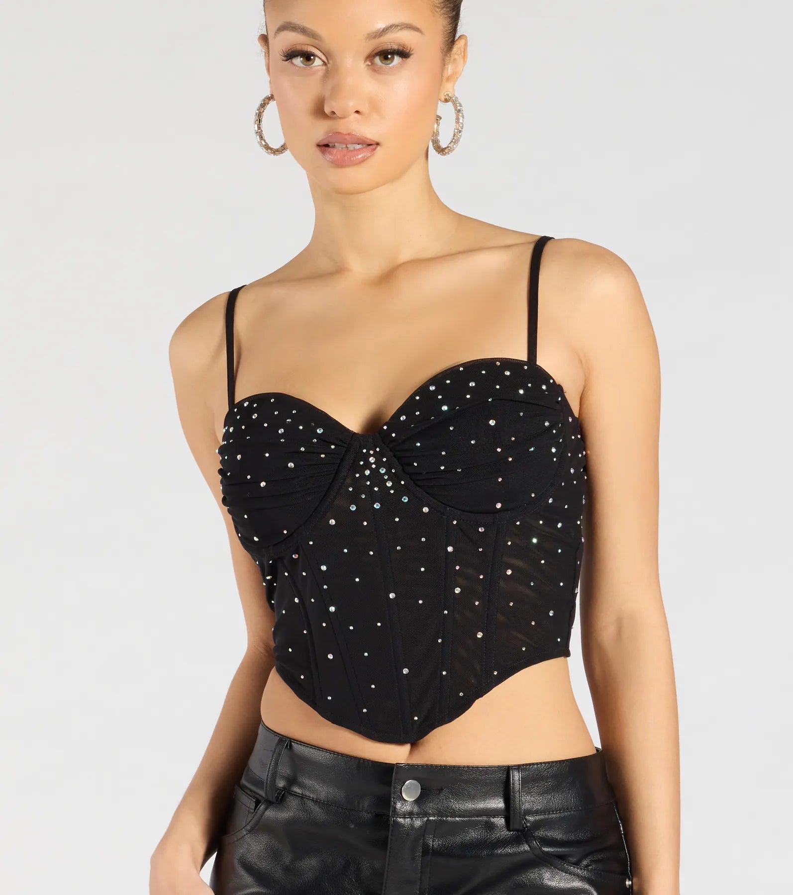 Ultimate Glam Rhinestone Mesh Bustier