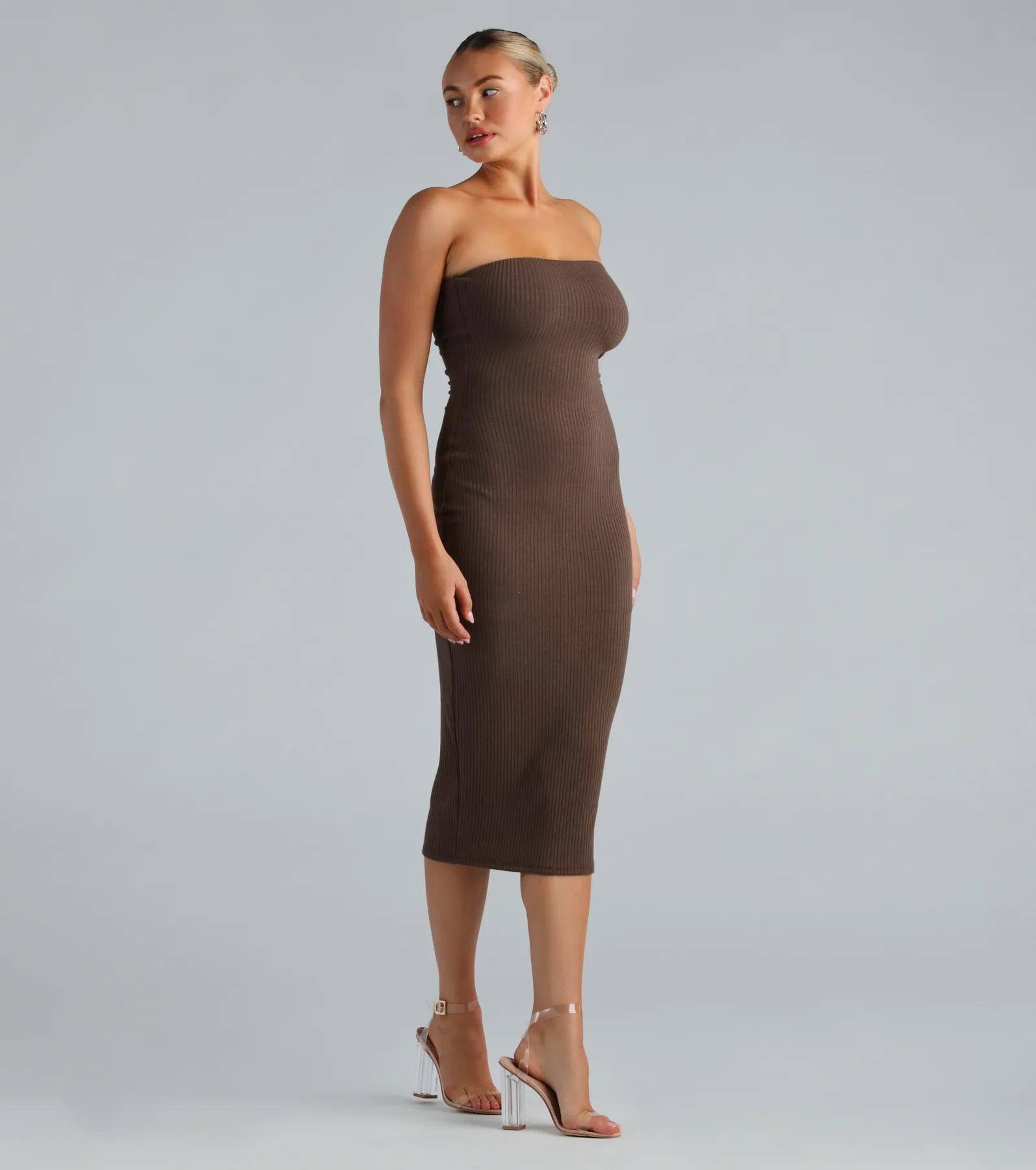 Ultimate Rib Knit Strapless Midi Dress - She's The Main Collection