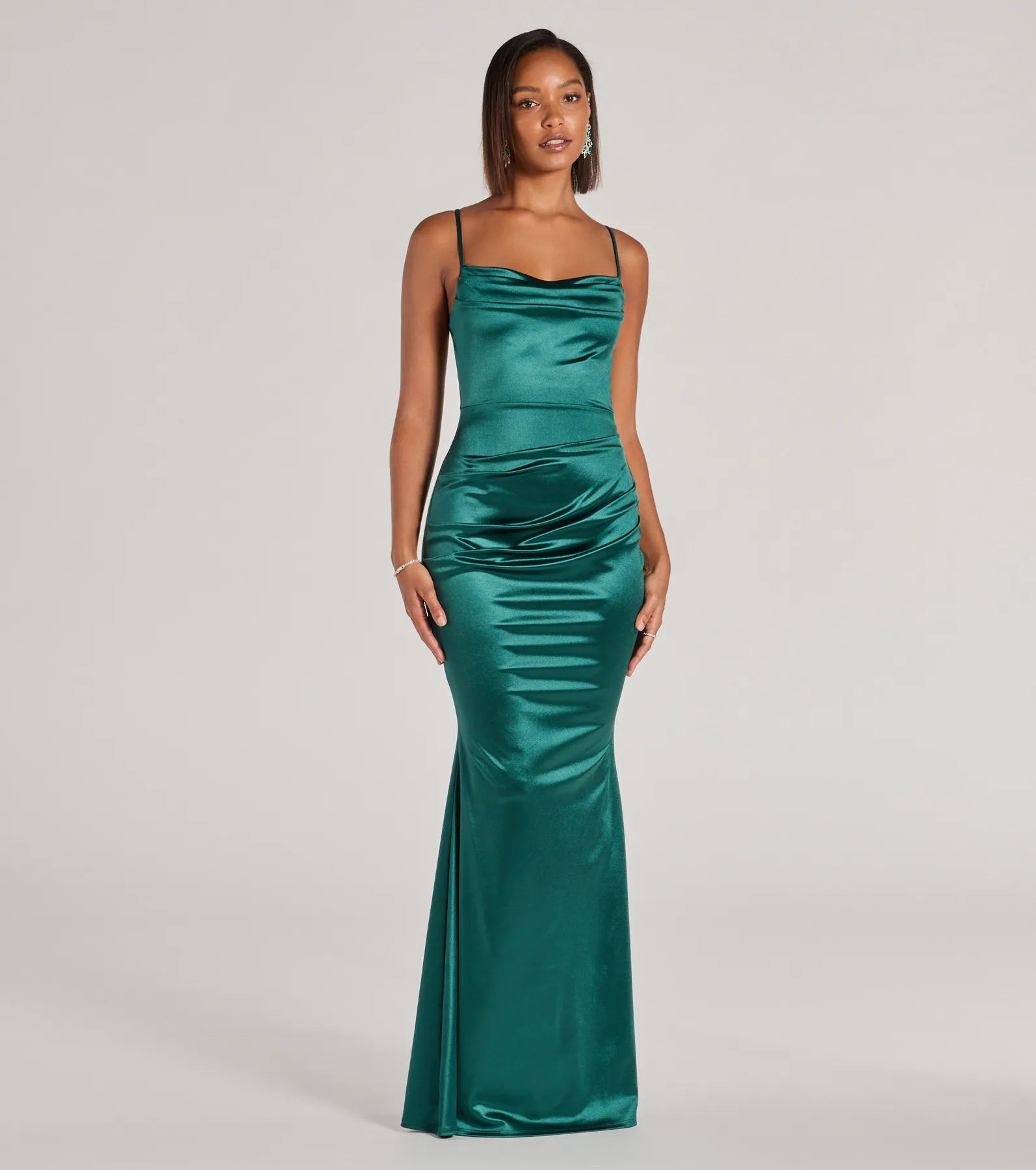 Premium Courteney Cowl Neck Mermaid Satin Gown