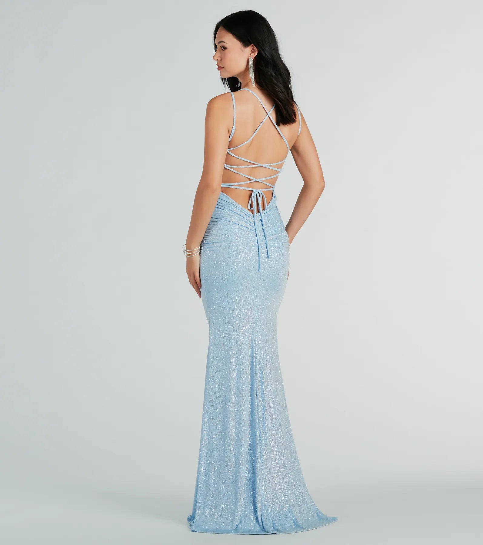 Premium Rylie Glitter Lace-Up Evening Gown