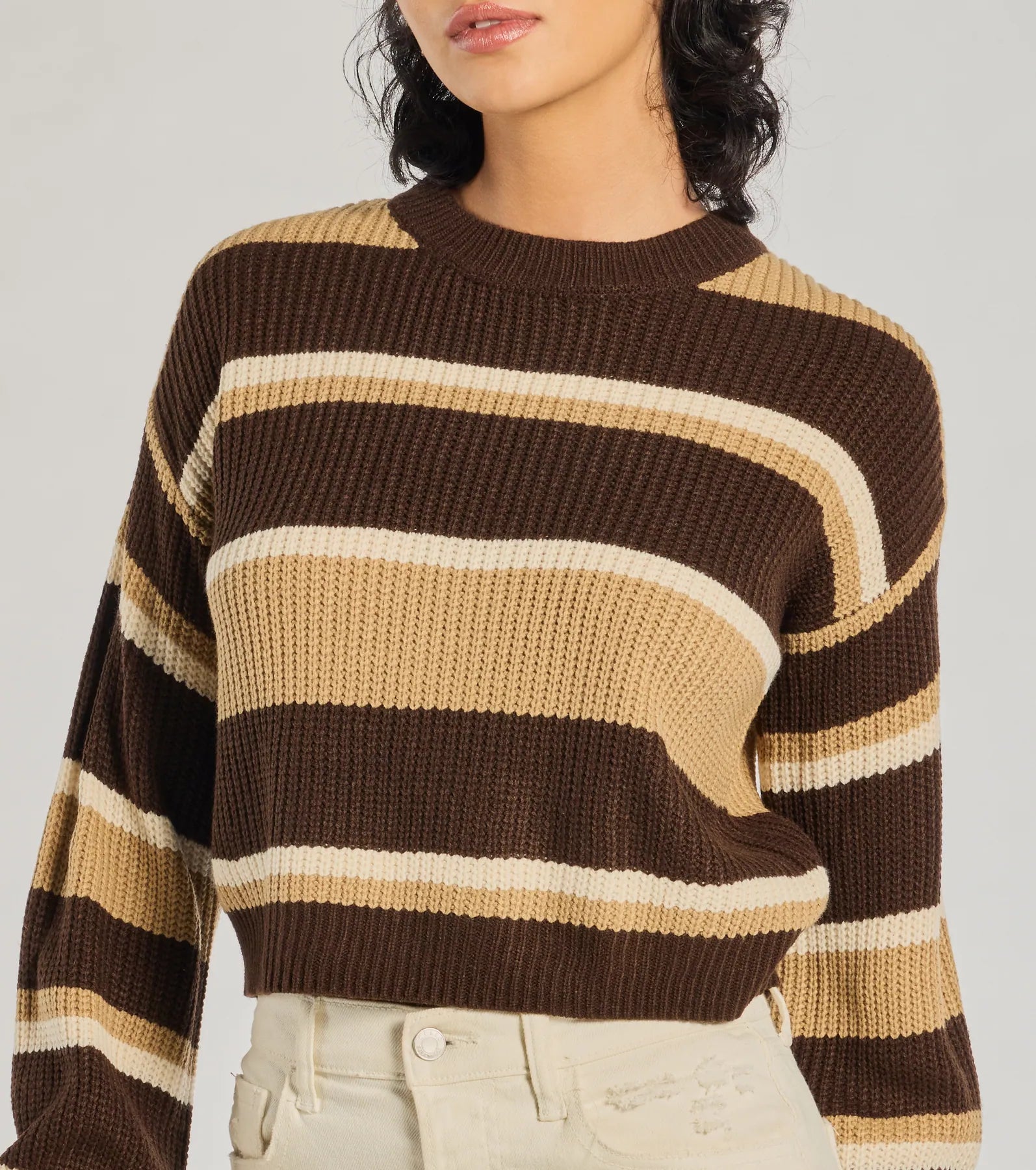 Ultimate Preppy Striped Knit Sweater - Crew Neck Relaxed Fit