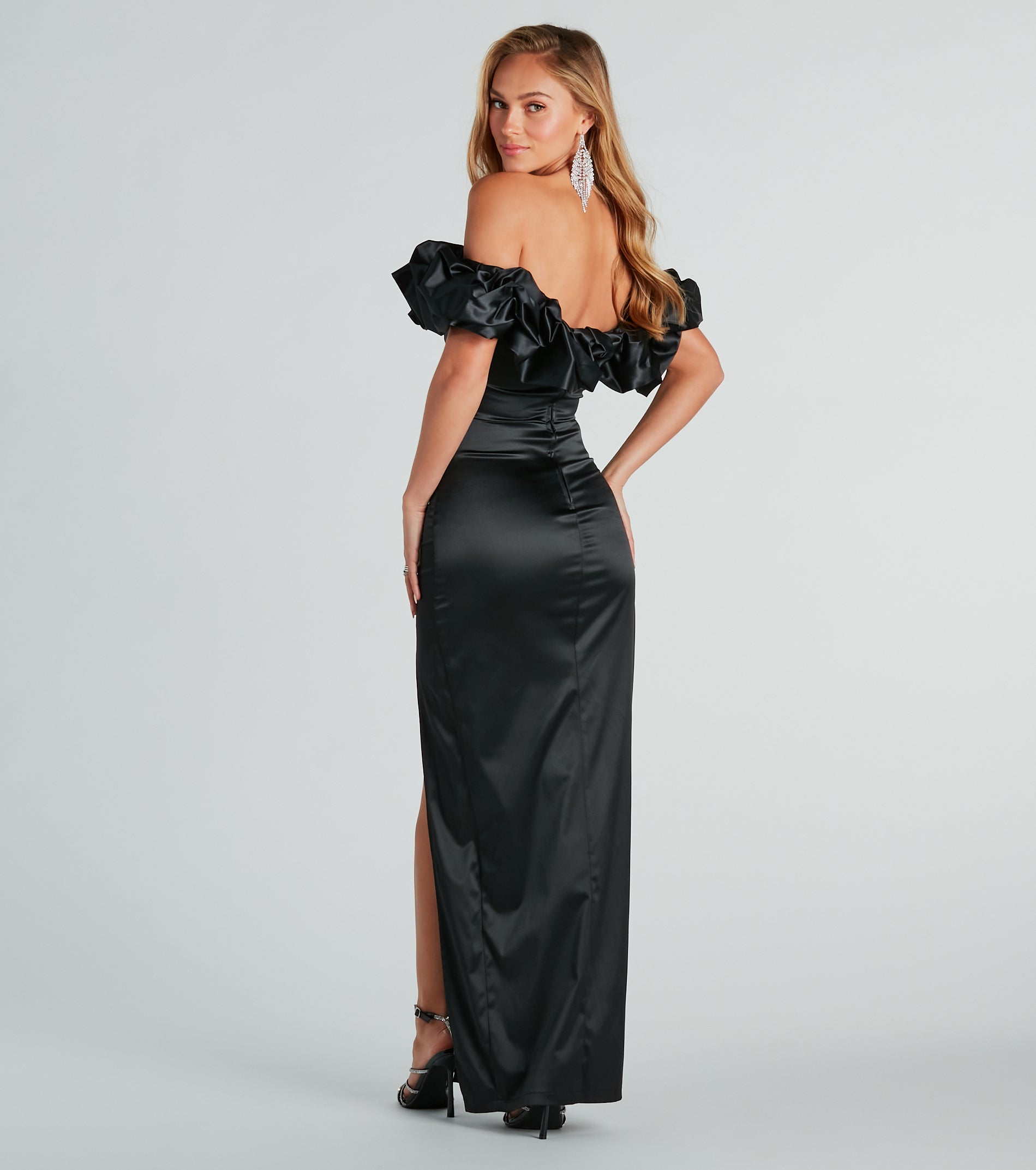 Premium Elodie Off-The-Shoulder Satin Mermaid Gown