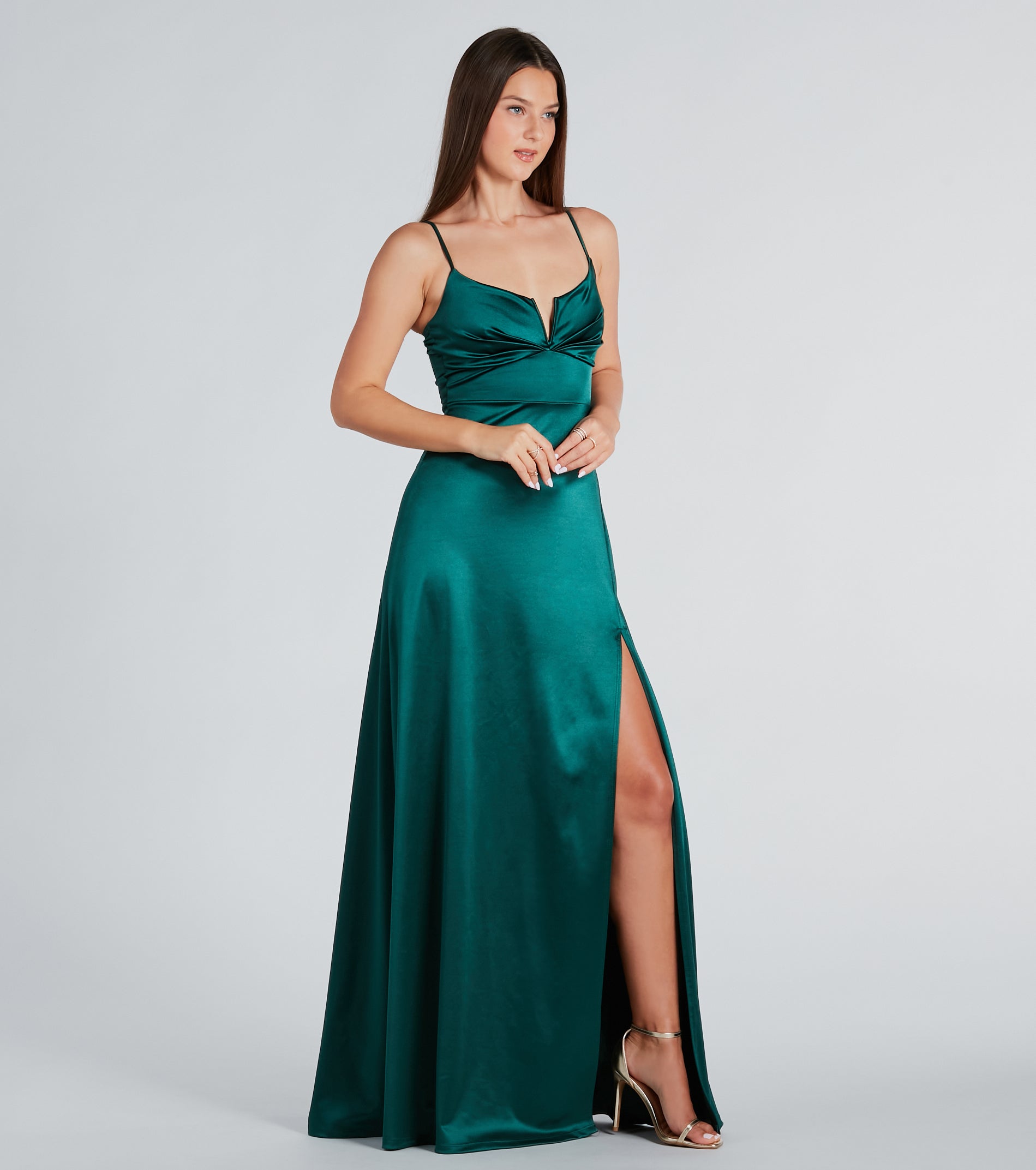 Premium Darla Satin A-Line Evening Gown