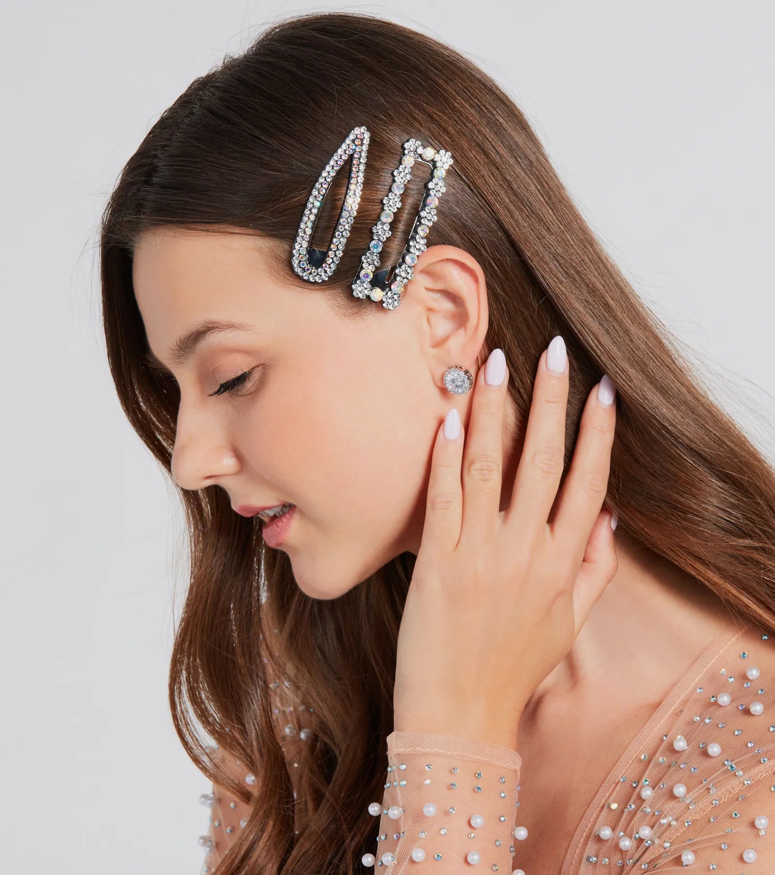 Ultimate Iridescent Sparkle Rhinestone Hair Clip Set - 4 Pack