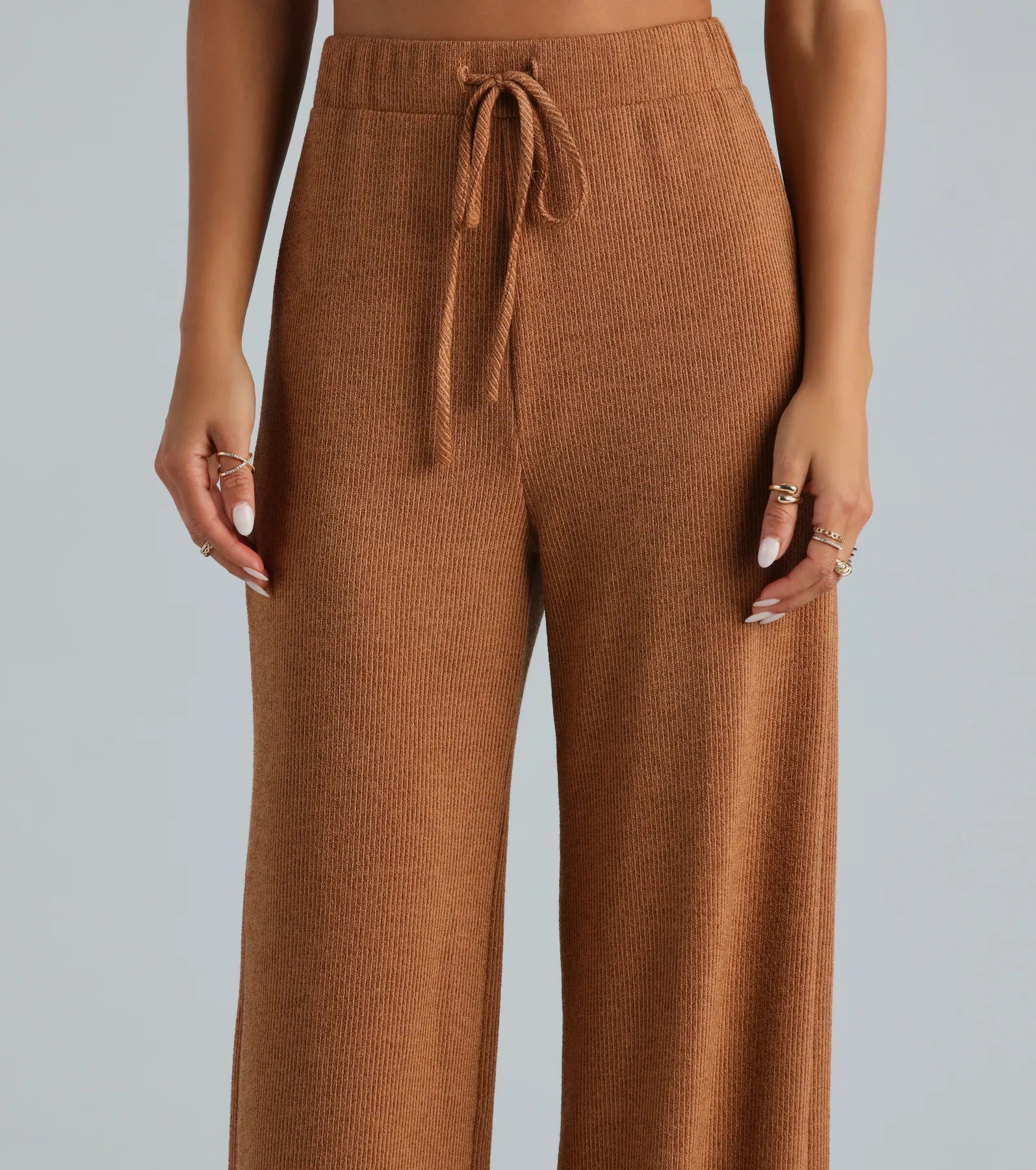 Ultimate Weekend Mood Hacci Knit Wide-leg Pants