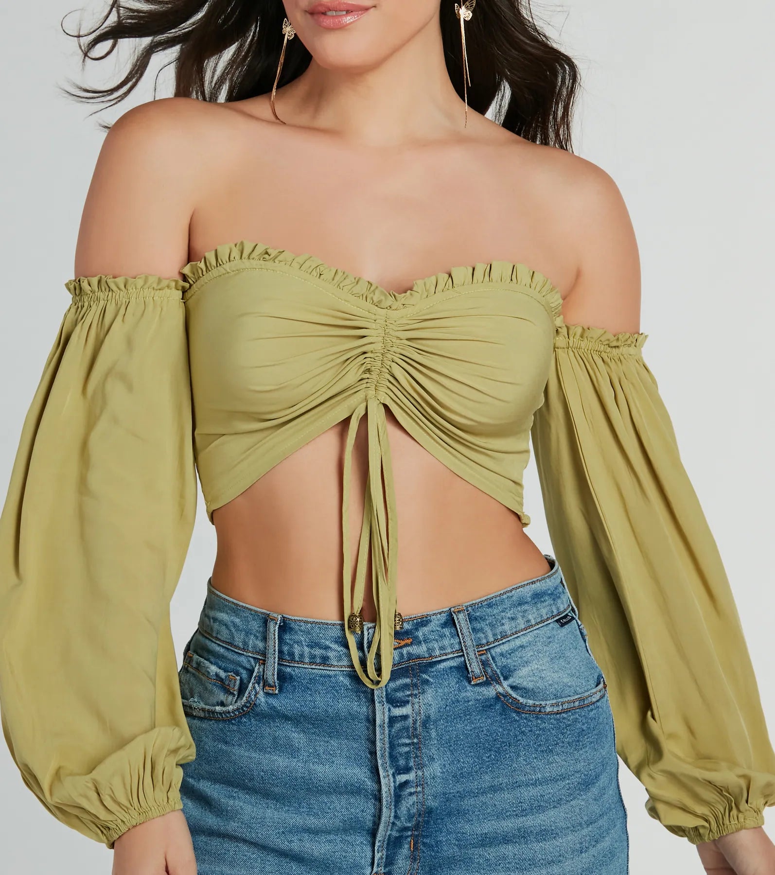 Premium Alluring Daydream Off-The-Shoulder Crop Top - Ultimate Summer Style