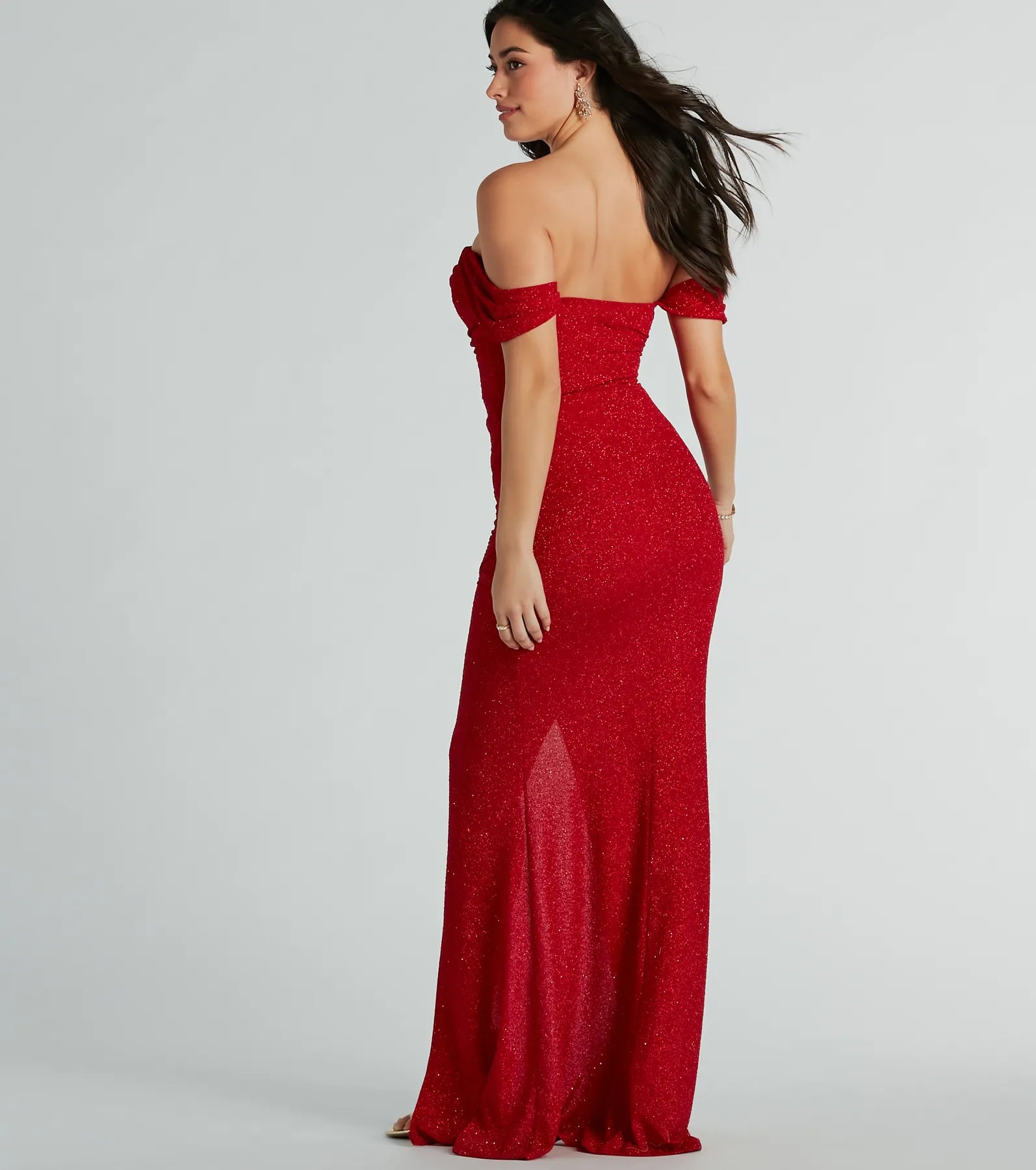 Ultimate Airlie Glitter Off-The-Shoulder Prom Dress