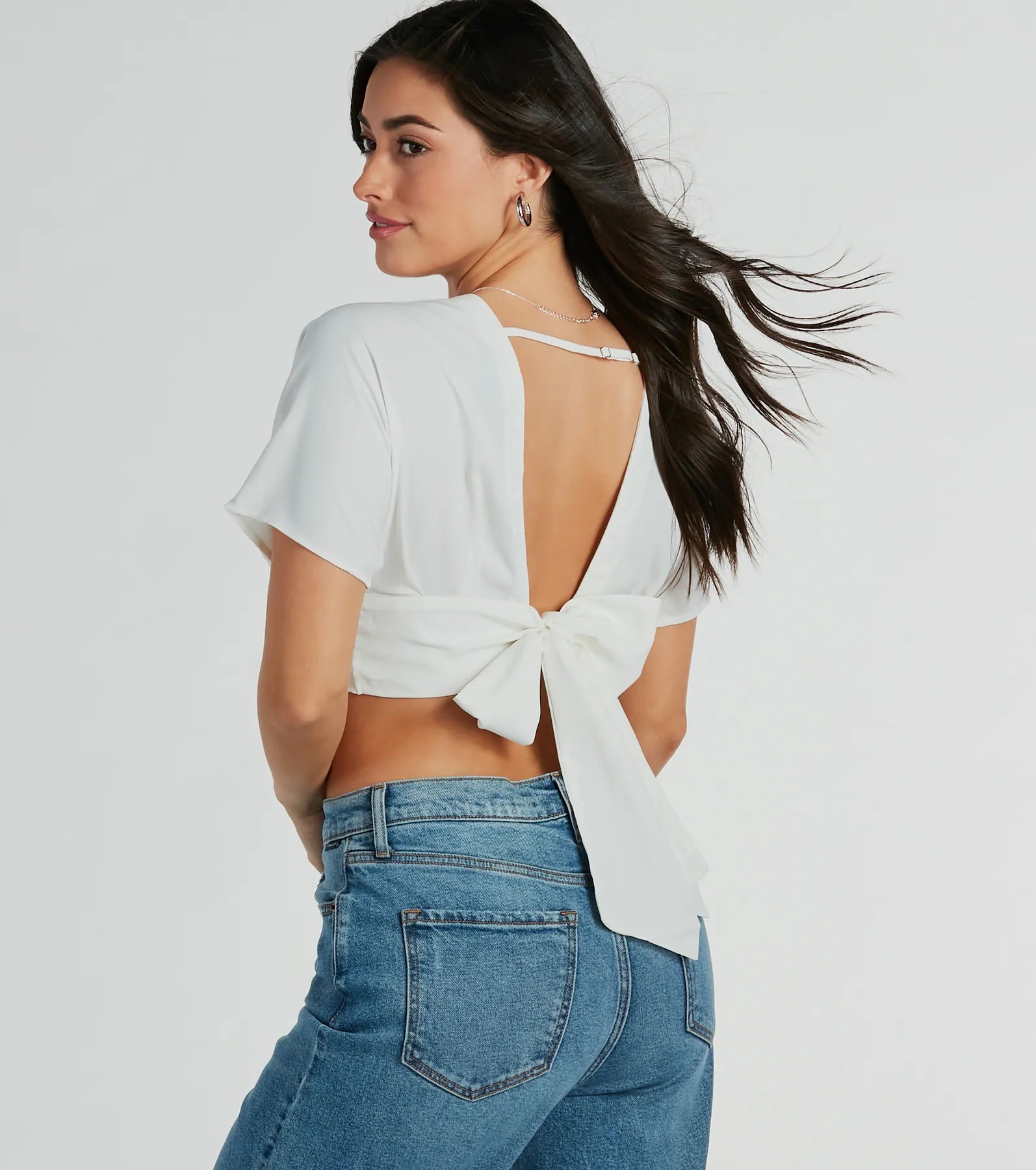 Premium V-Neck Satin Crop Top - Chic Arrival