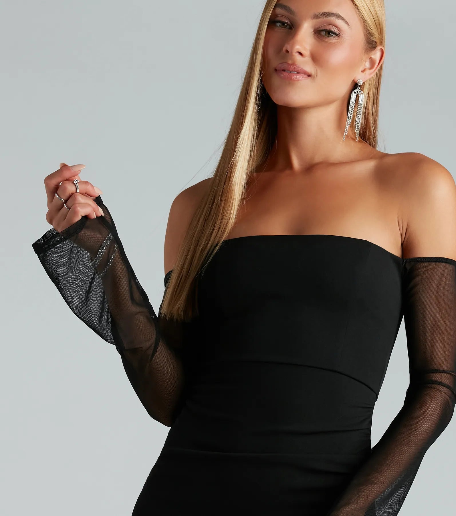 Premium Timeless Off-The-Shoulder Crepe Dress