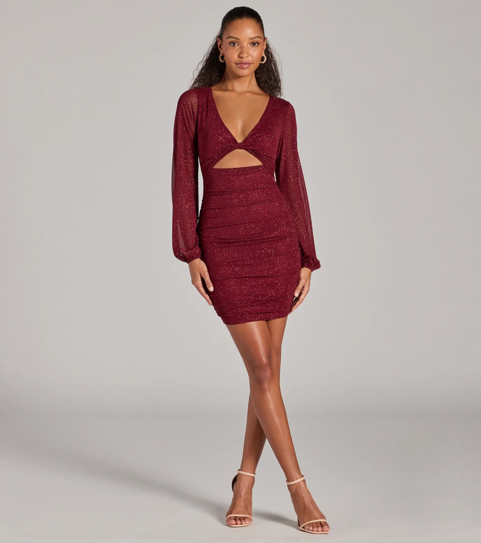 Ultimate Glam Energy Glitter Mesh Mini Dress