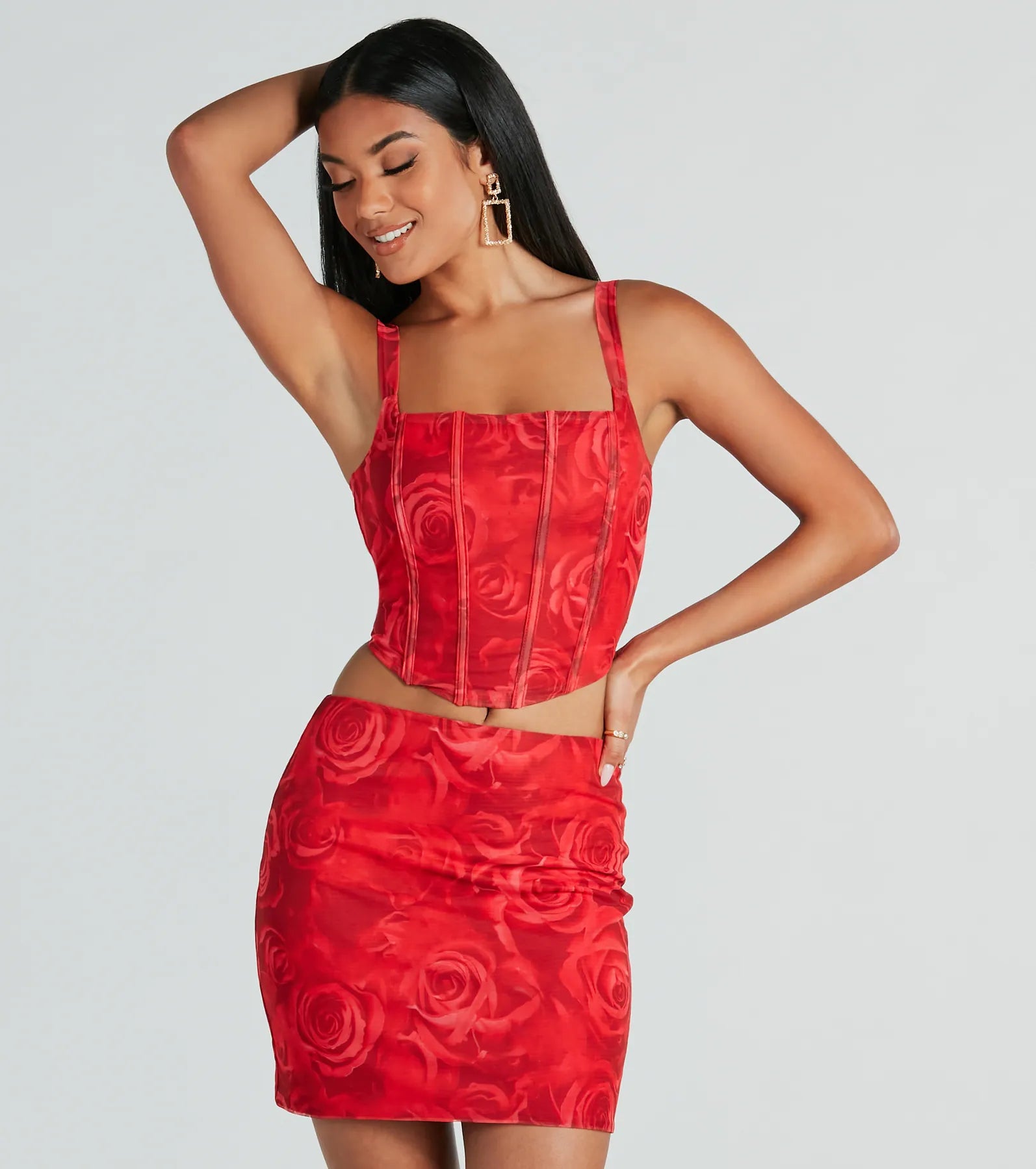 Ultimate Romantic Rose Lace-Up Bustier | Premium Mesh Corset