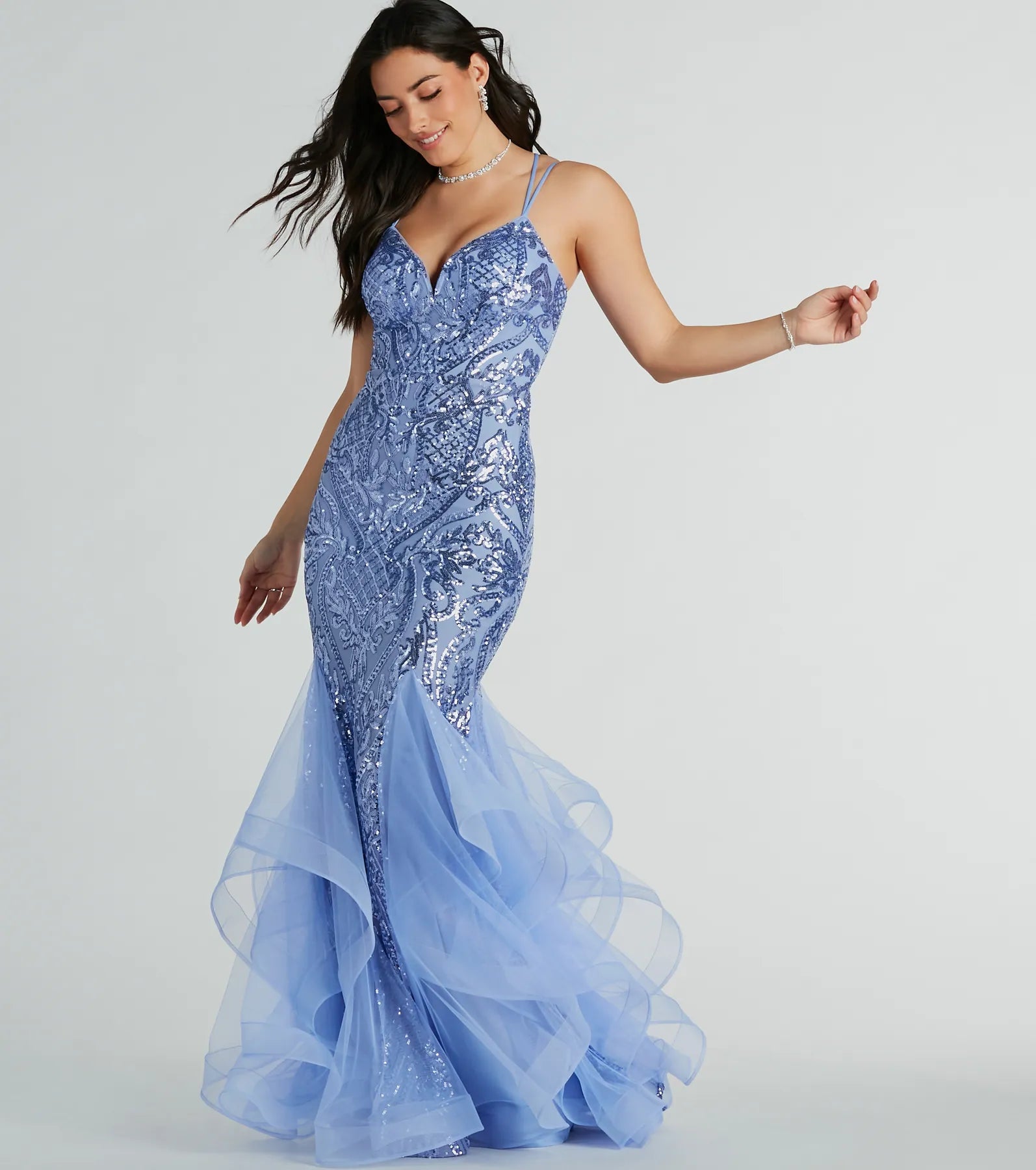 Ultimate Sylvia Lace-Up Mermaid Sequin Dress - Premium Formal Wear