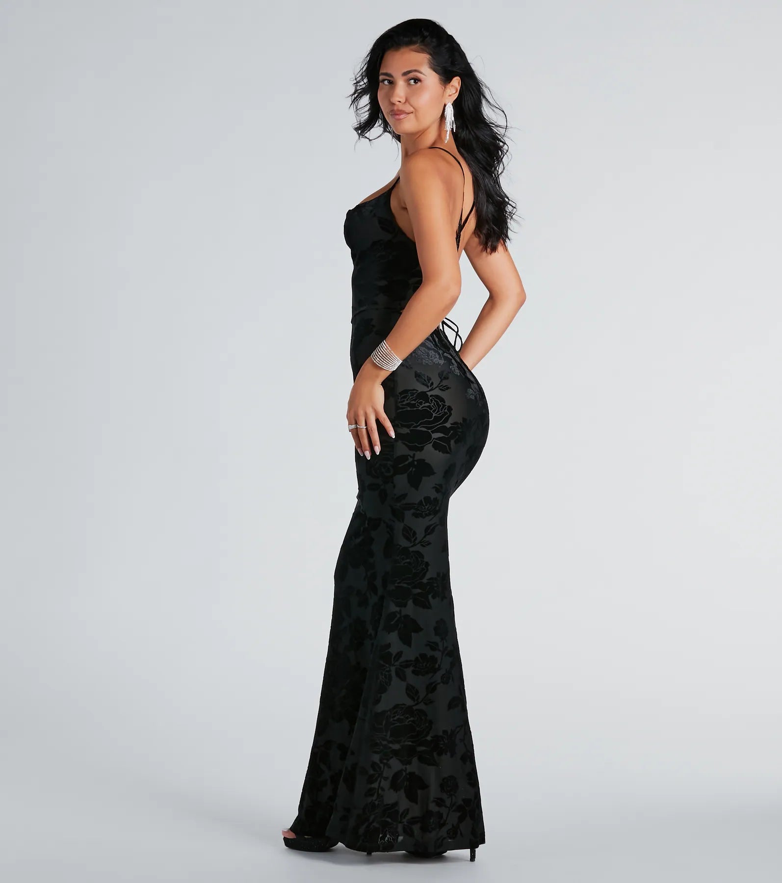 Ultimate Ally Velvet Burnout Mermaid Gown - Premium Formal Dress