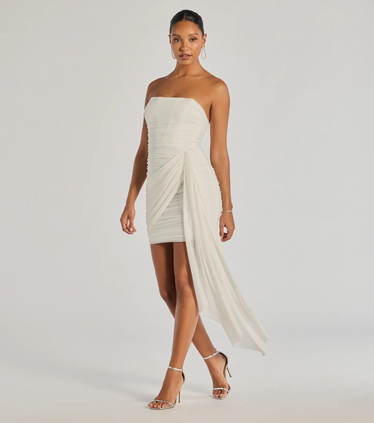 Ultimate Kaiya Strapless Bodycon Dress with Flowy Side Train