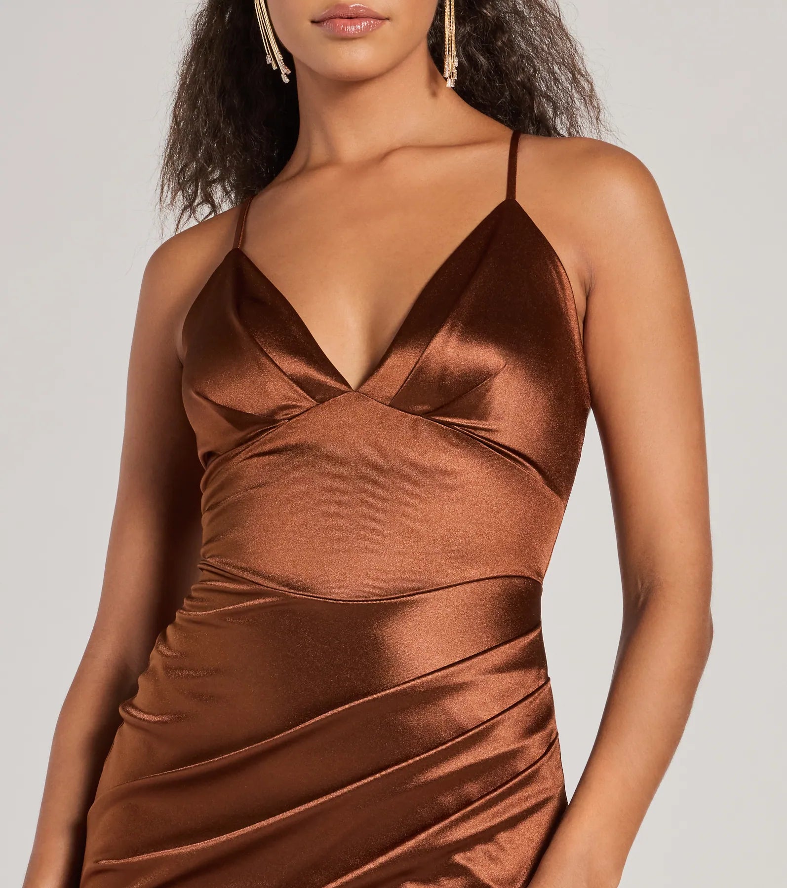 Premium Zosia V-Neck Mermaid Satin Evening Gown