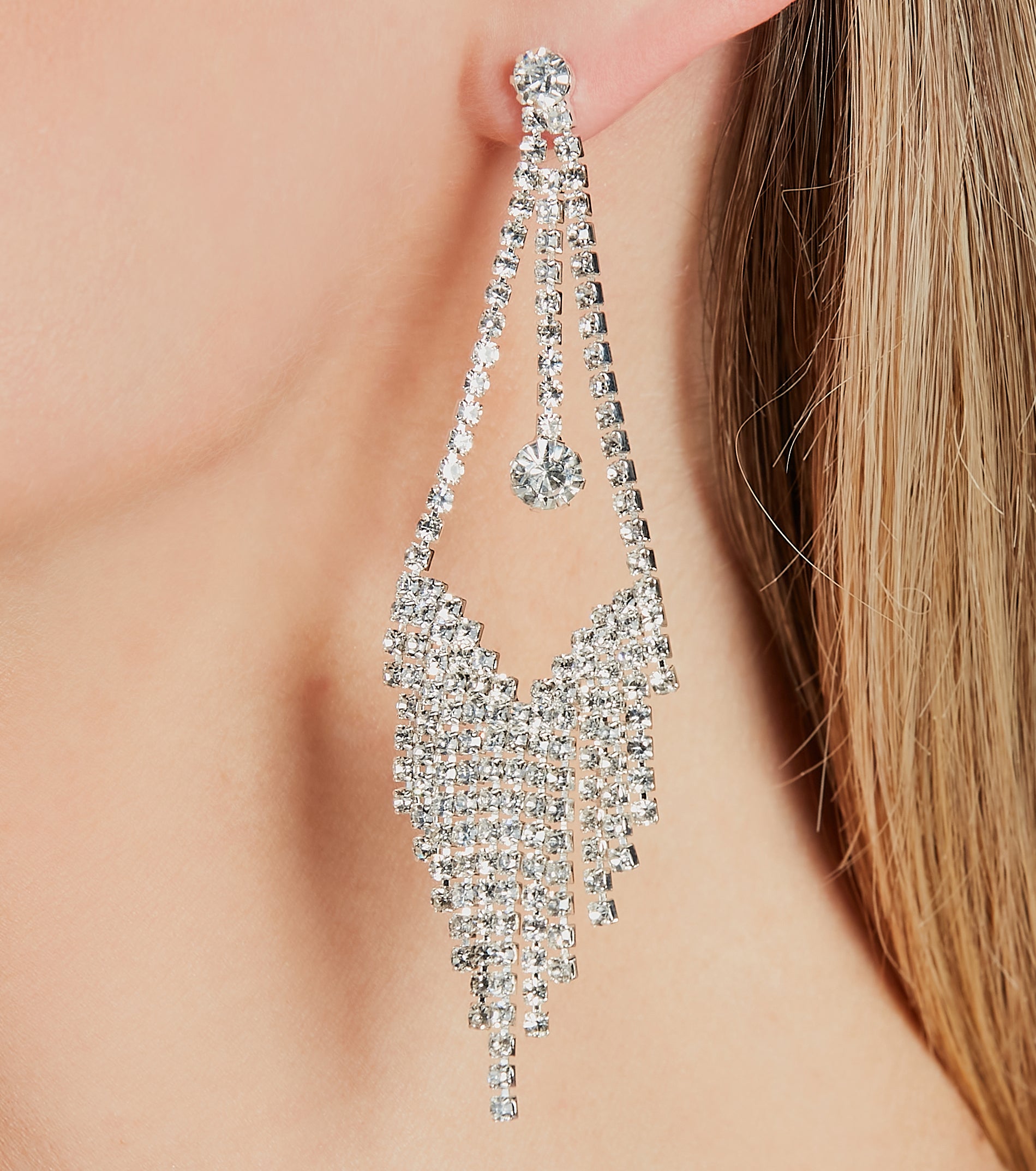 Premium Elegant Aura Rhinestone Chandelier Earrings