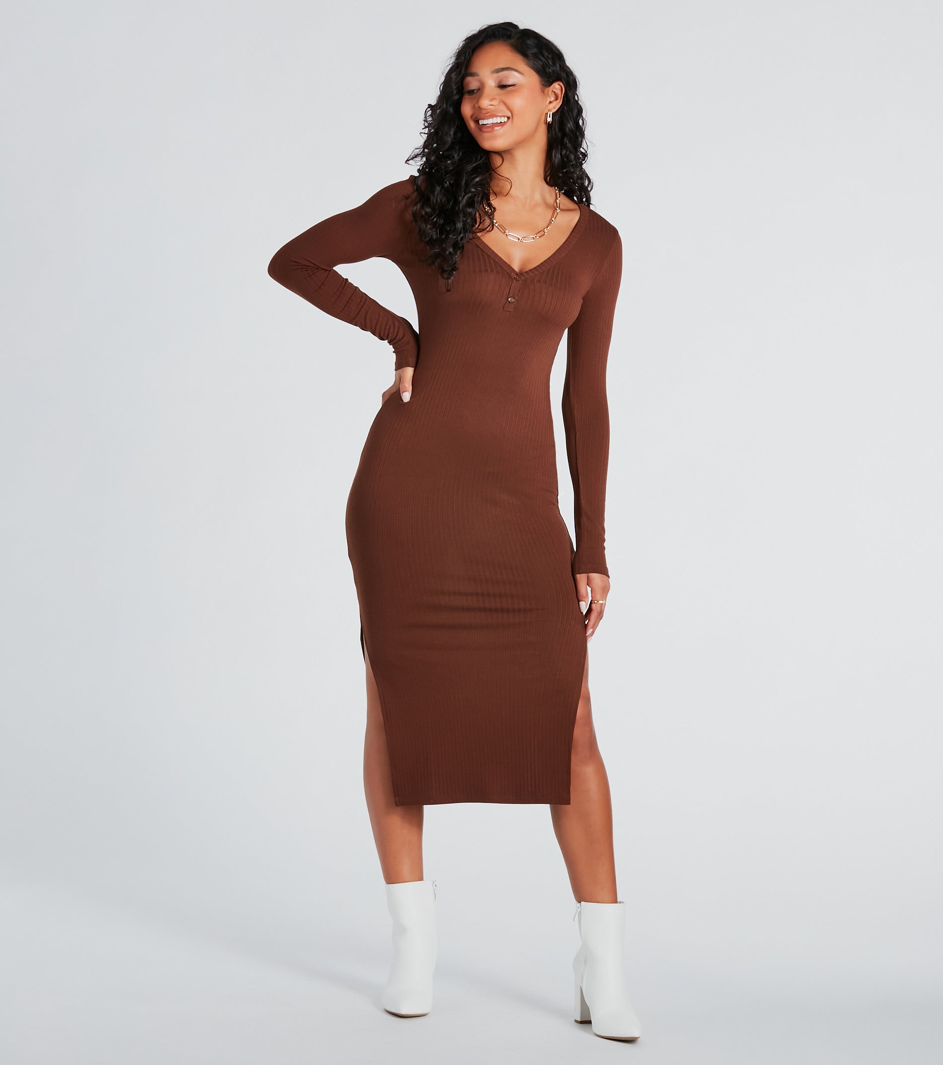 Premium Ribbed Knit Midi Dress - Ultimate Seasonal Staple