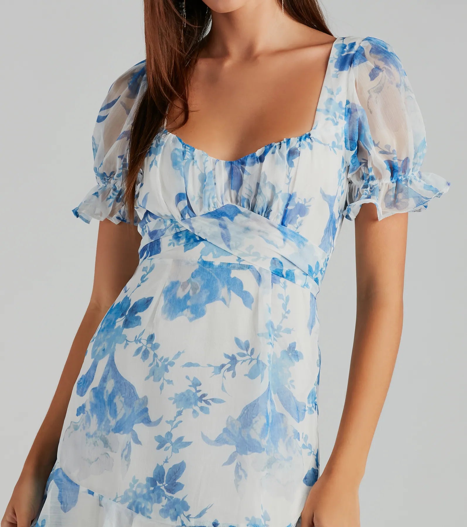 Ultimate Sweet Floral Chiffon Mini Dress for Outdoor Elegance