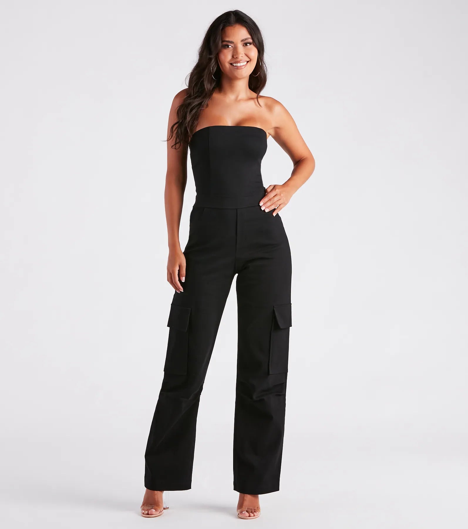 Ultimate Strapless Denim Cargo Jumpsuit - New Vibe Edition