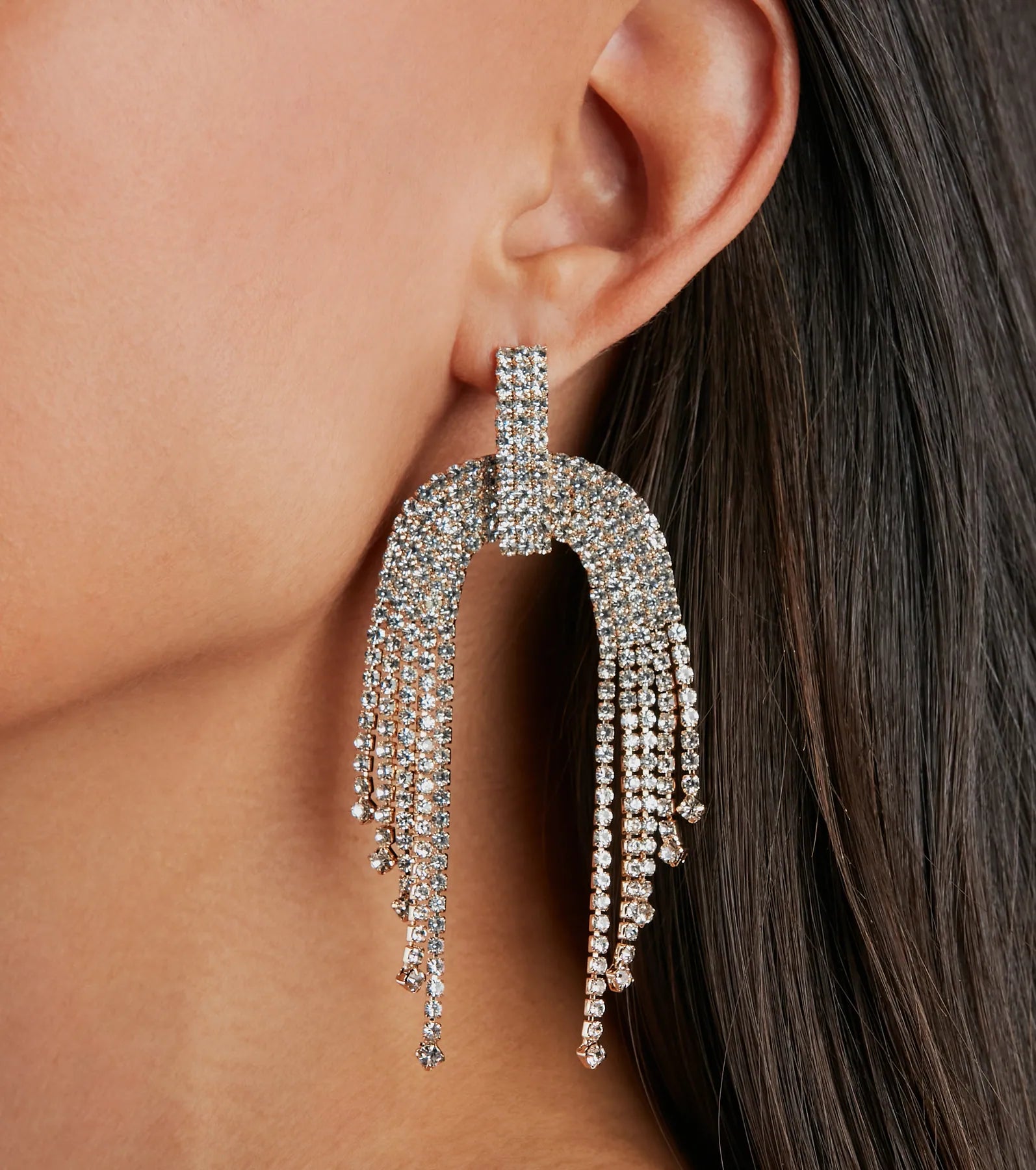 Ultimate Shimmering Rhinestone Fringe Earrings