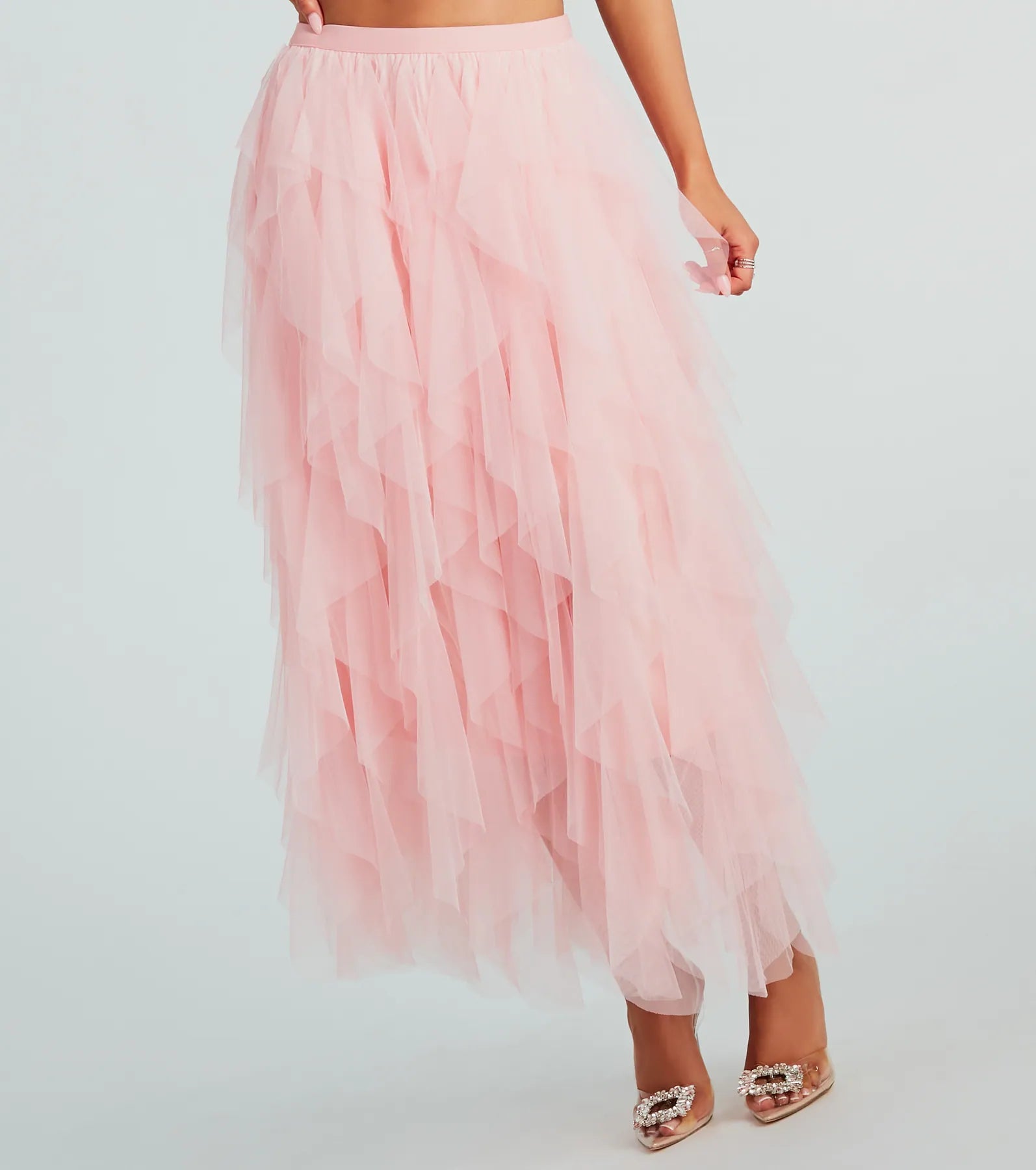 Premium Ruffled Tulle Midi Skirt - Ultimate Drama Edition