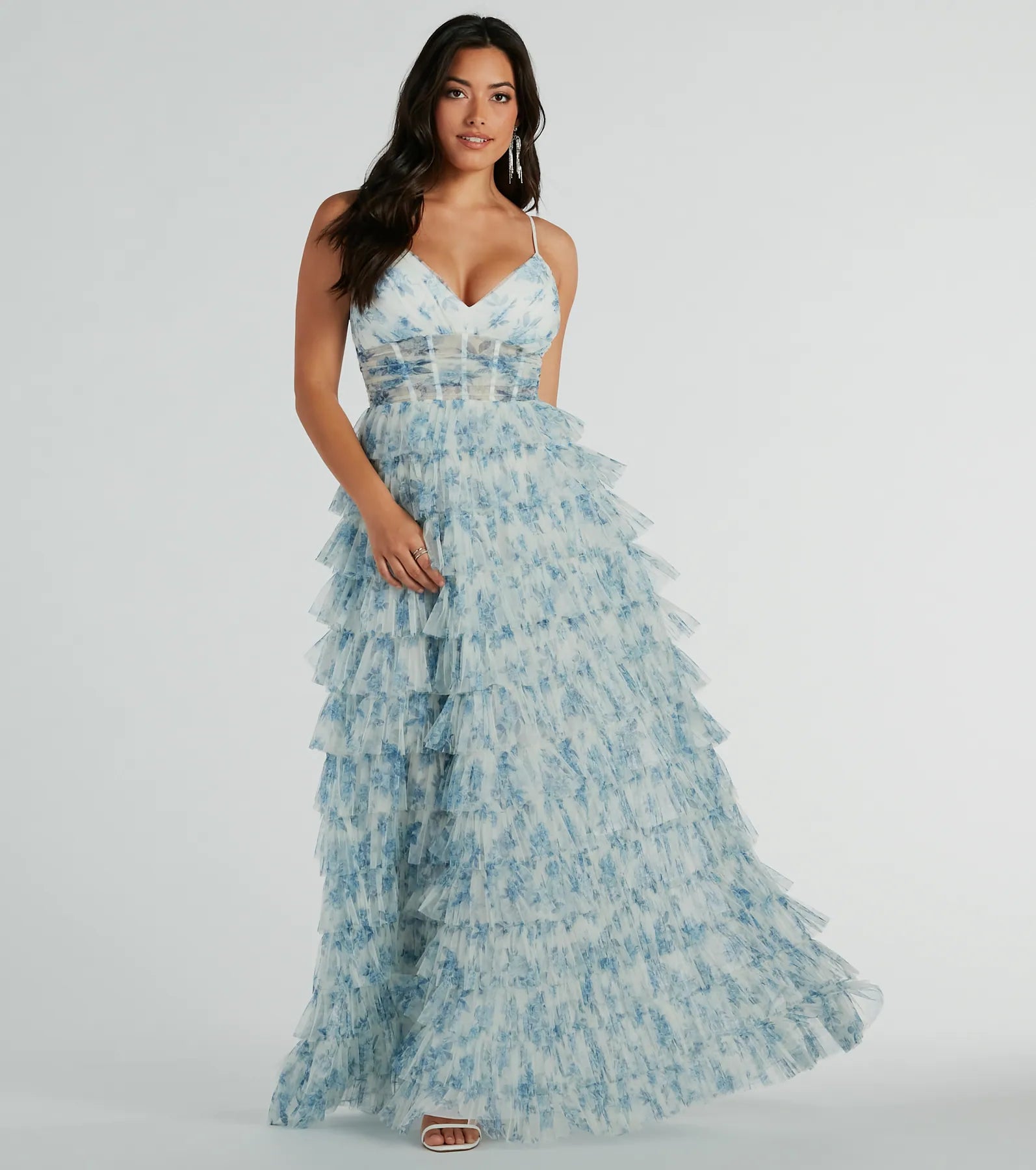 Premium Halle Corset Ruffle A-Line Floral Formal Dress - Ultimate Elegance