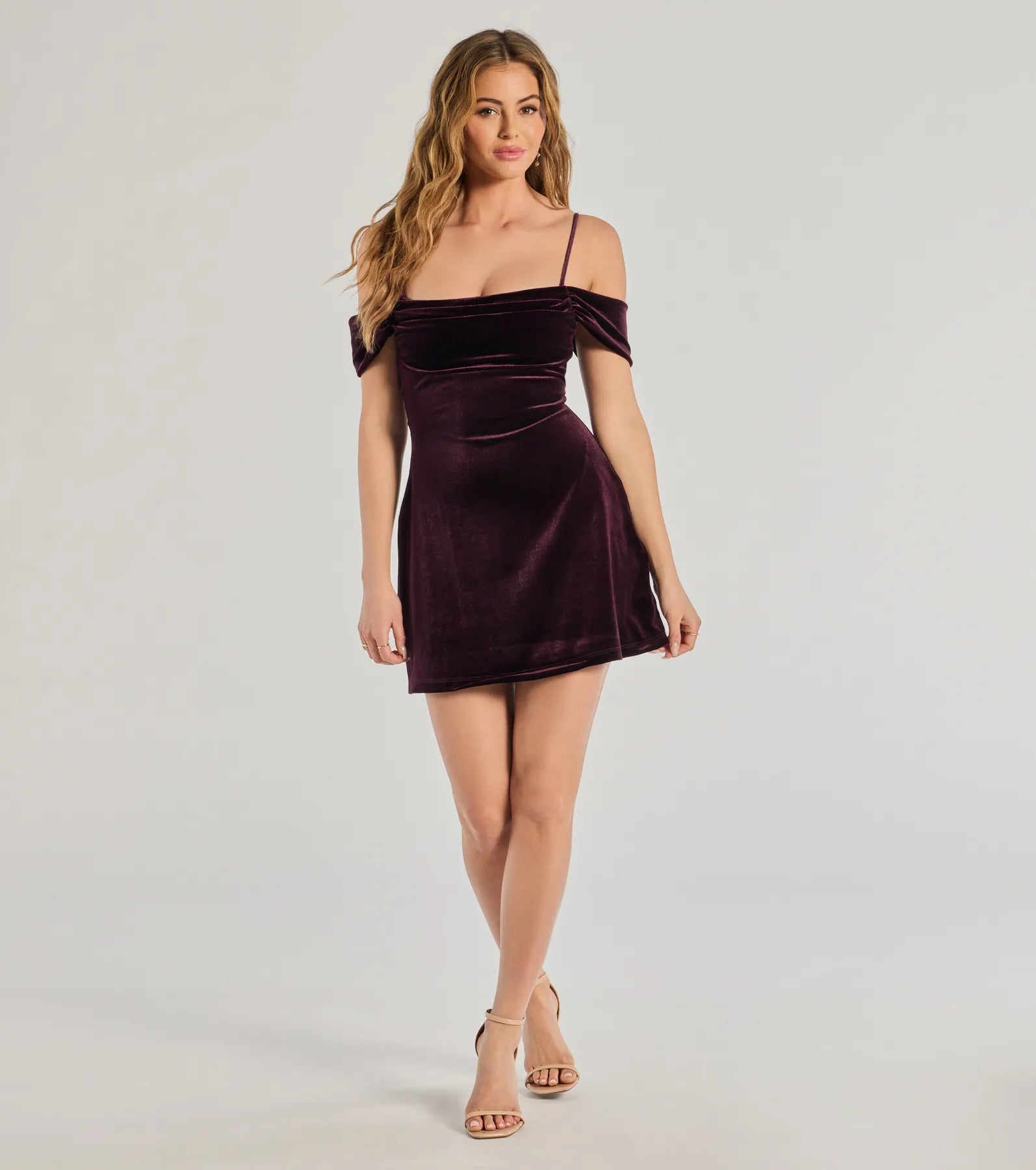 Premium Luxe Velvet Cold-Shoulder Party Dress