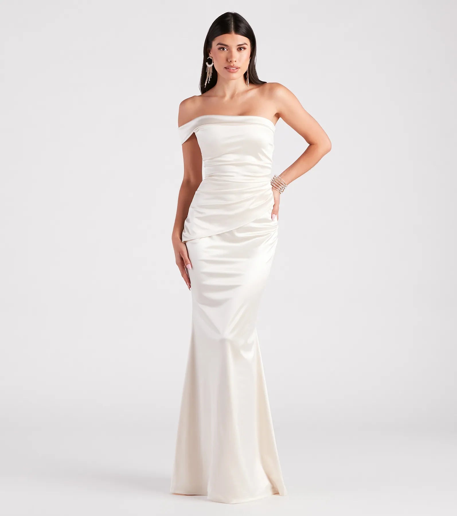 Premium Zoey One-Shoulder Satin Mermaid Gown for Formal Events