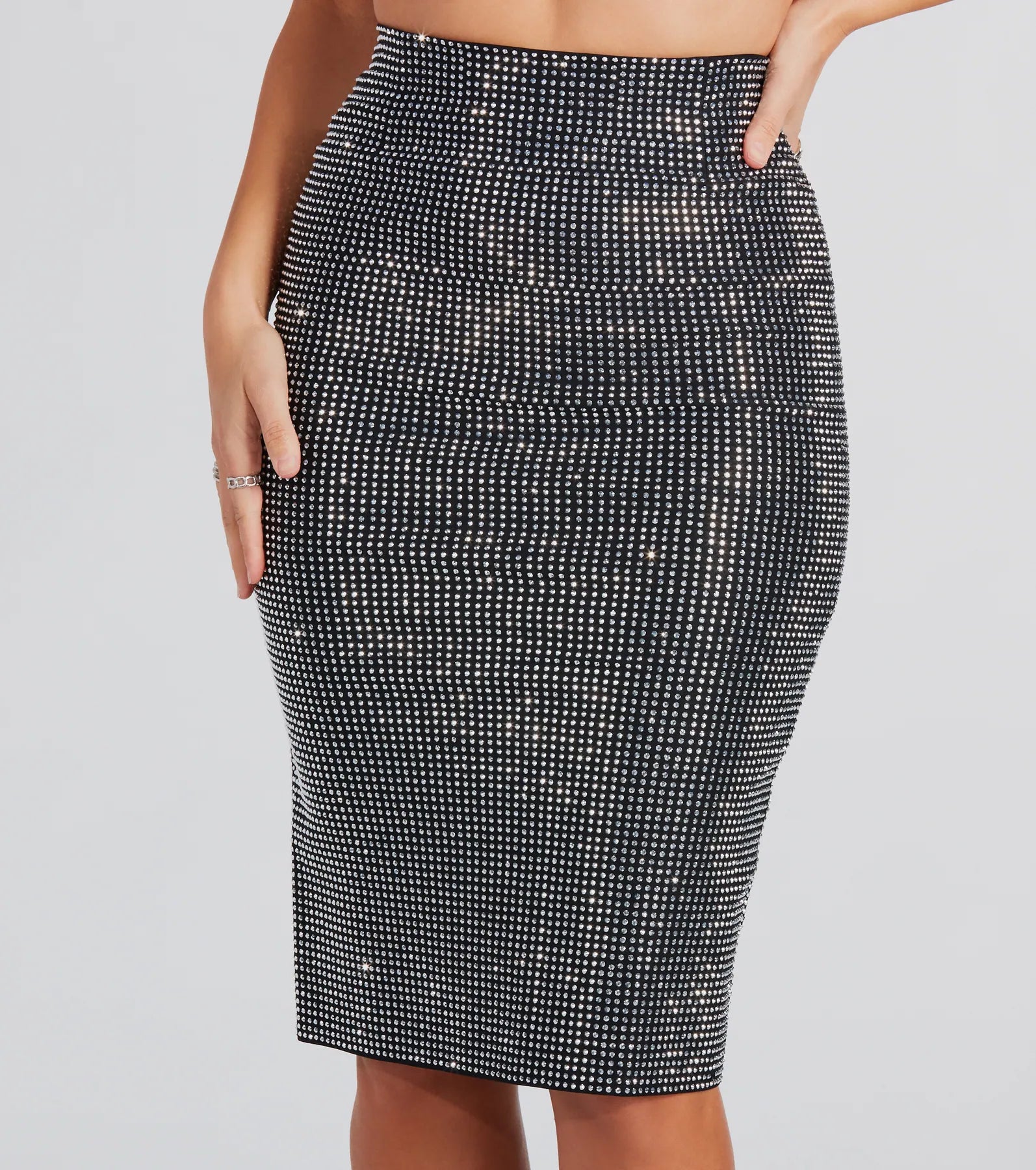 Ultimate Glam Rhinestone Bodycon Skirt - Party Ready