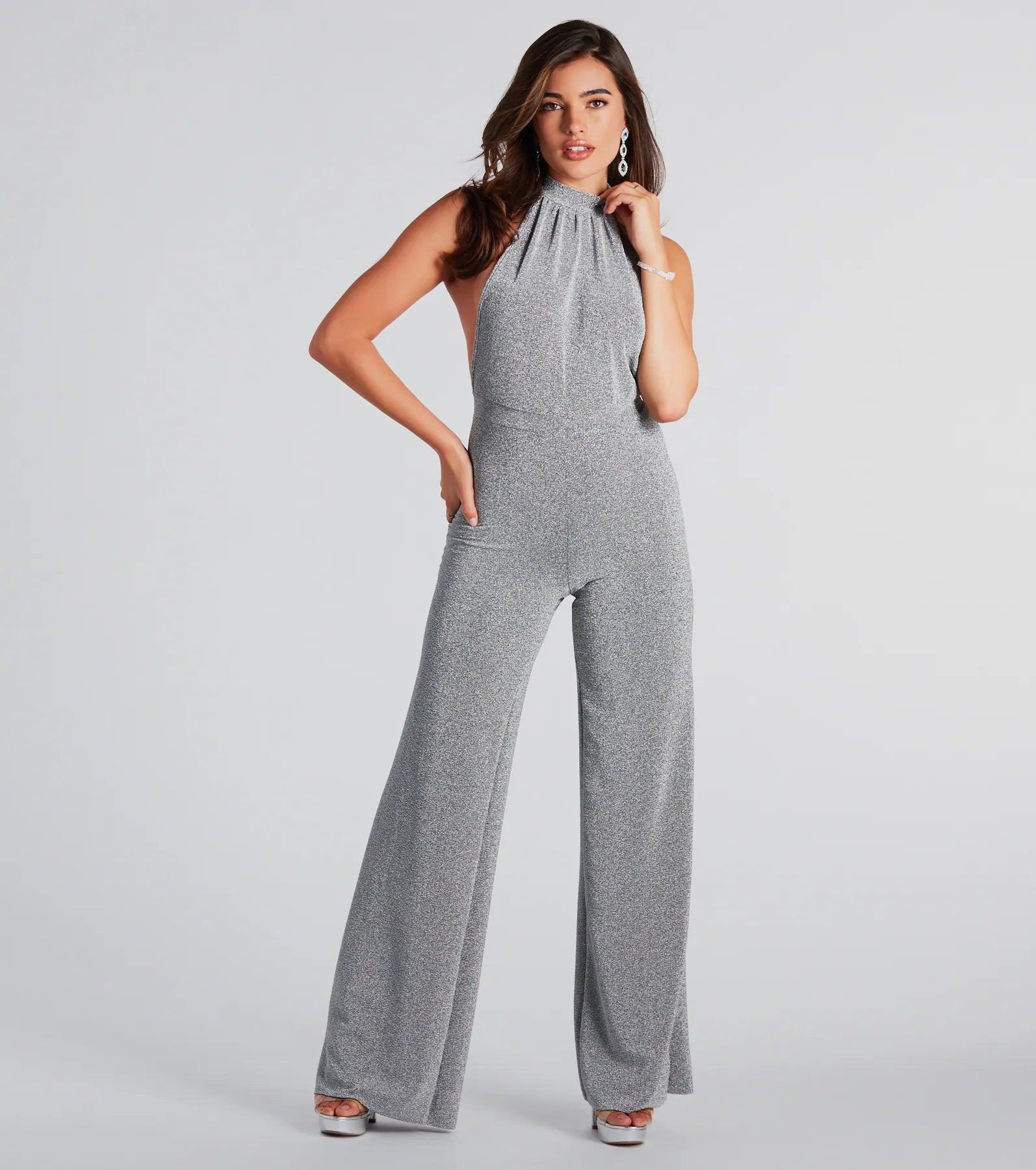 Ultimate Spark Of Glamour Halter Backless Jumpsuit