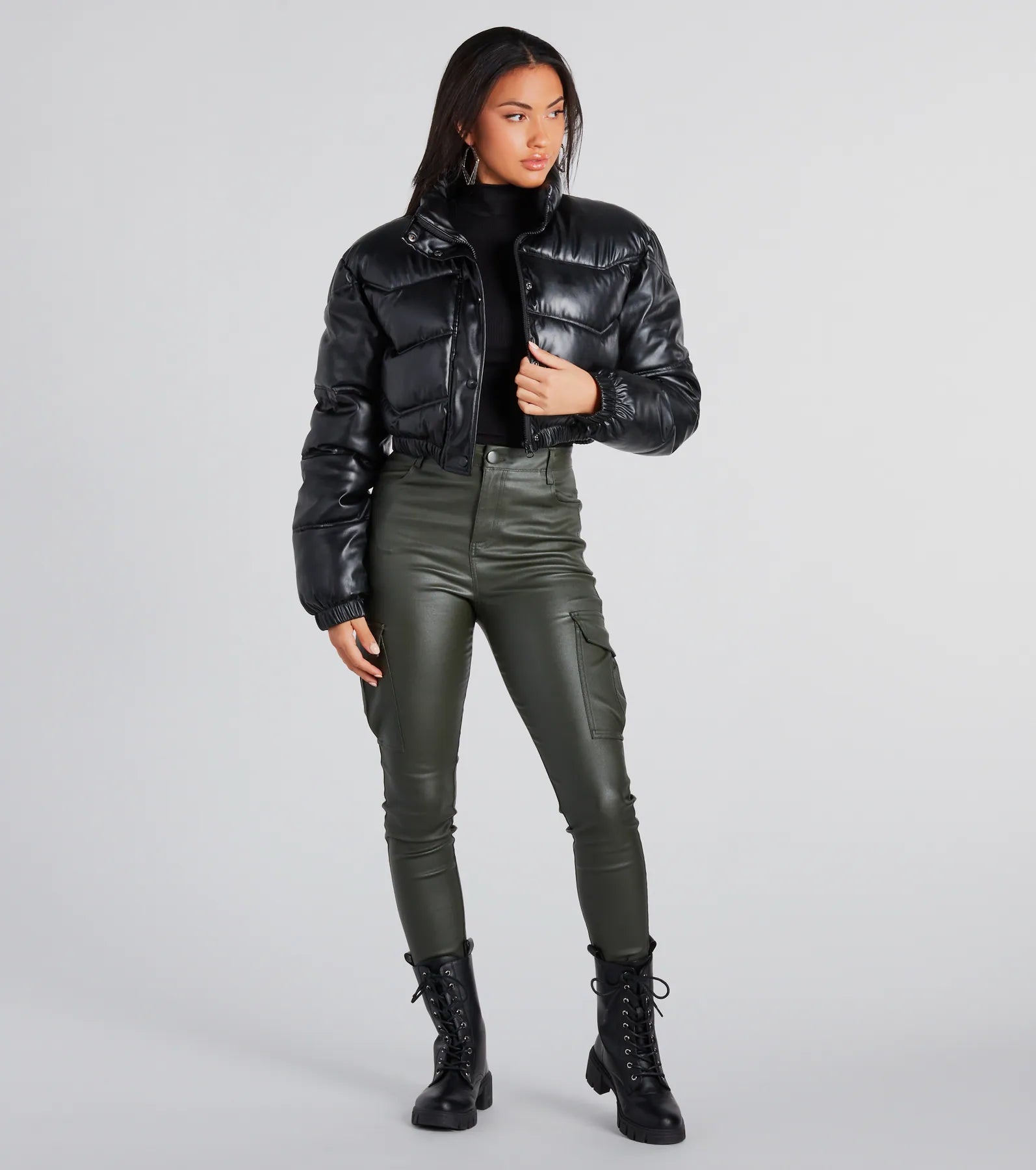 Premium Faux Leather Quilted Puffer Jacket - Ultimate Style Upgrade