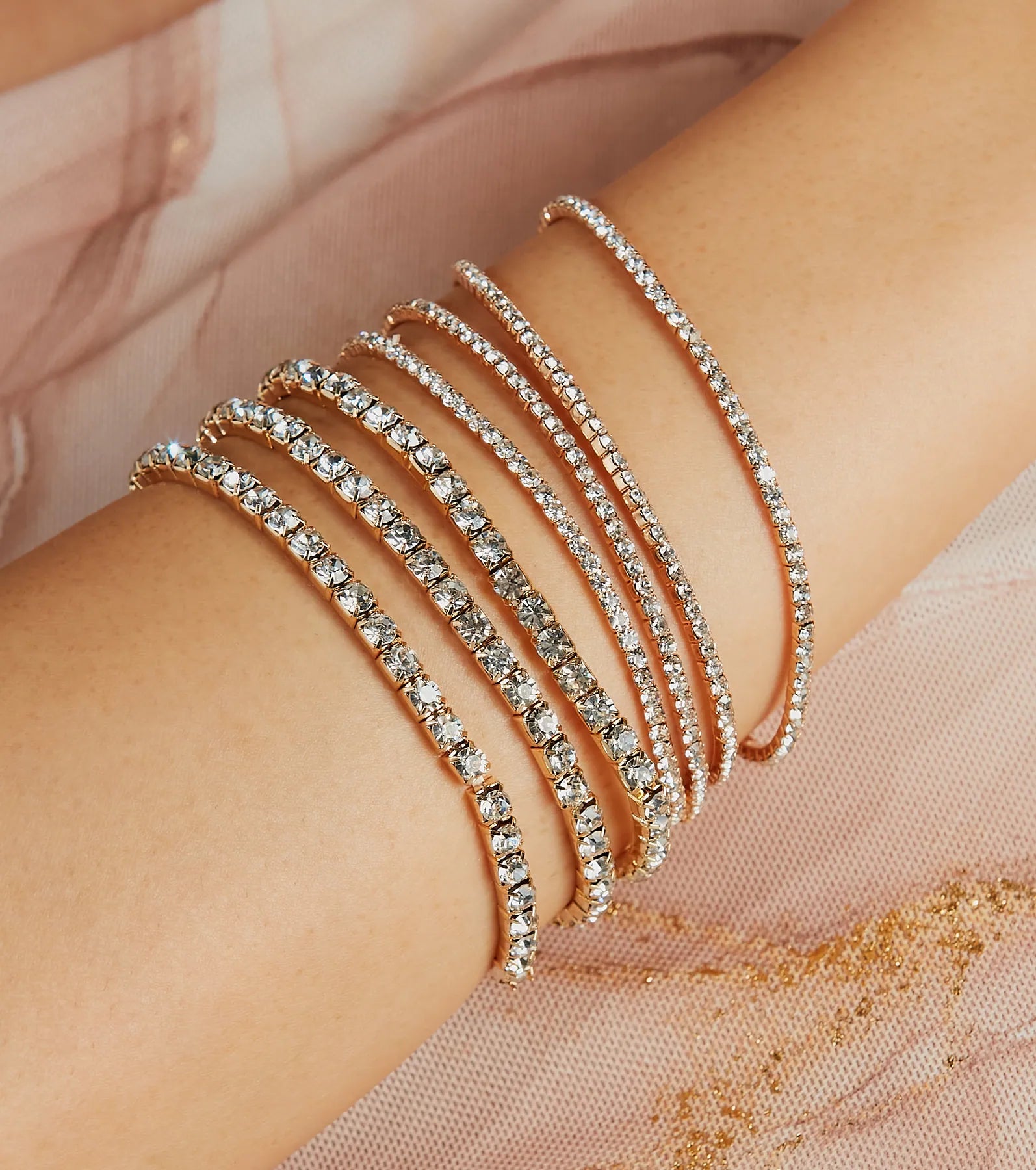 Ultimate Glam Rhinestone Stretch Bracelet Set - Premium Sparkle Collection