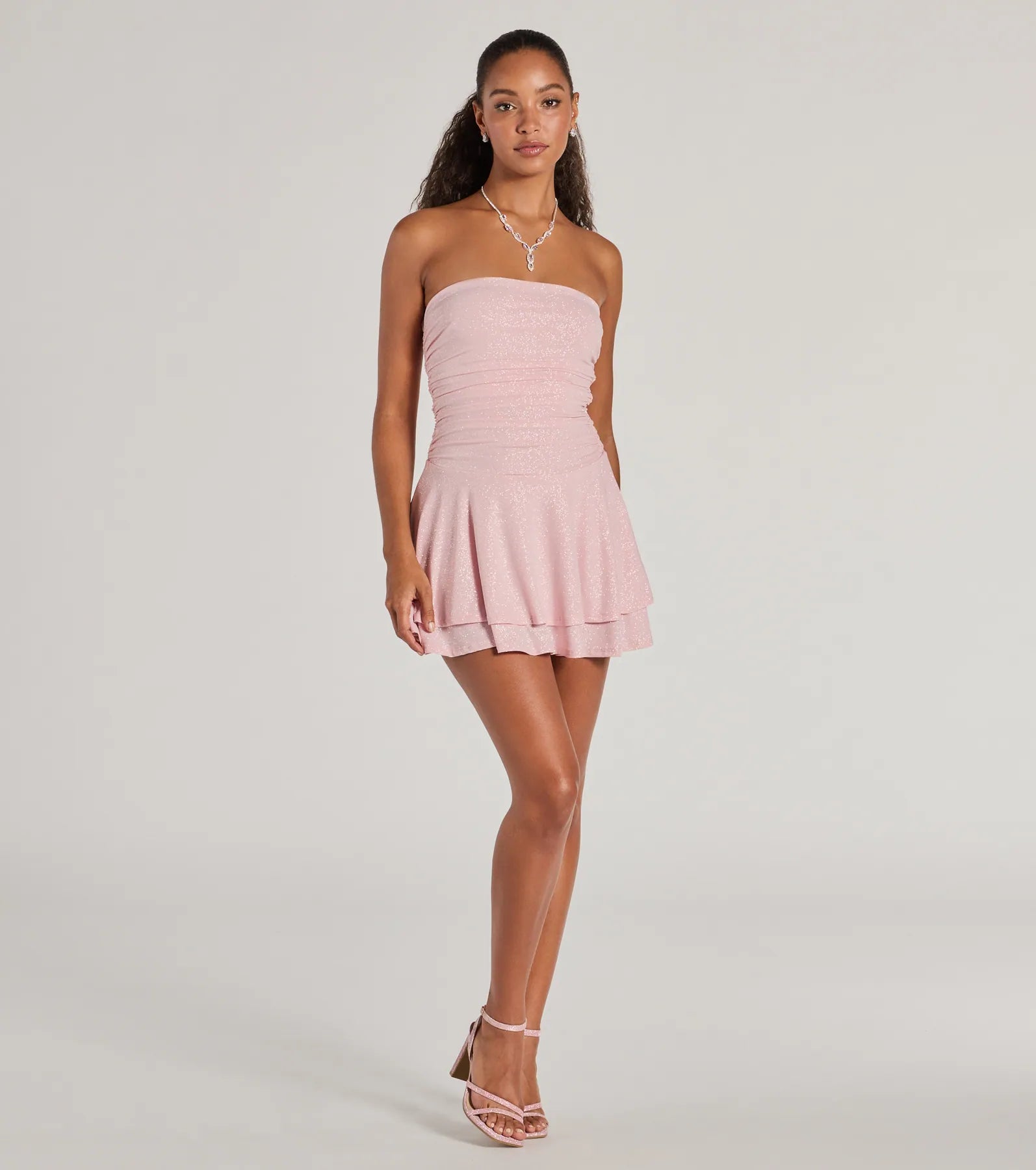 Ultimate Glamour: Strapless Tiered Ruffle Skater Dress