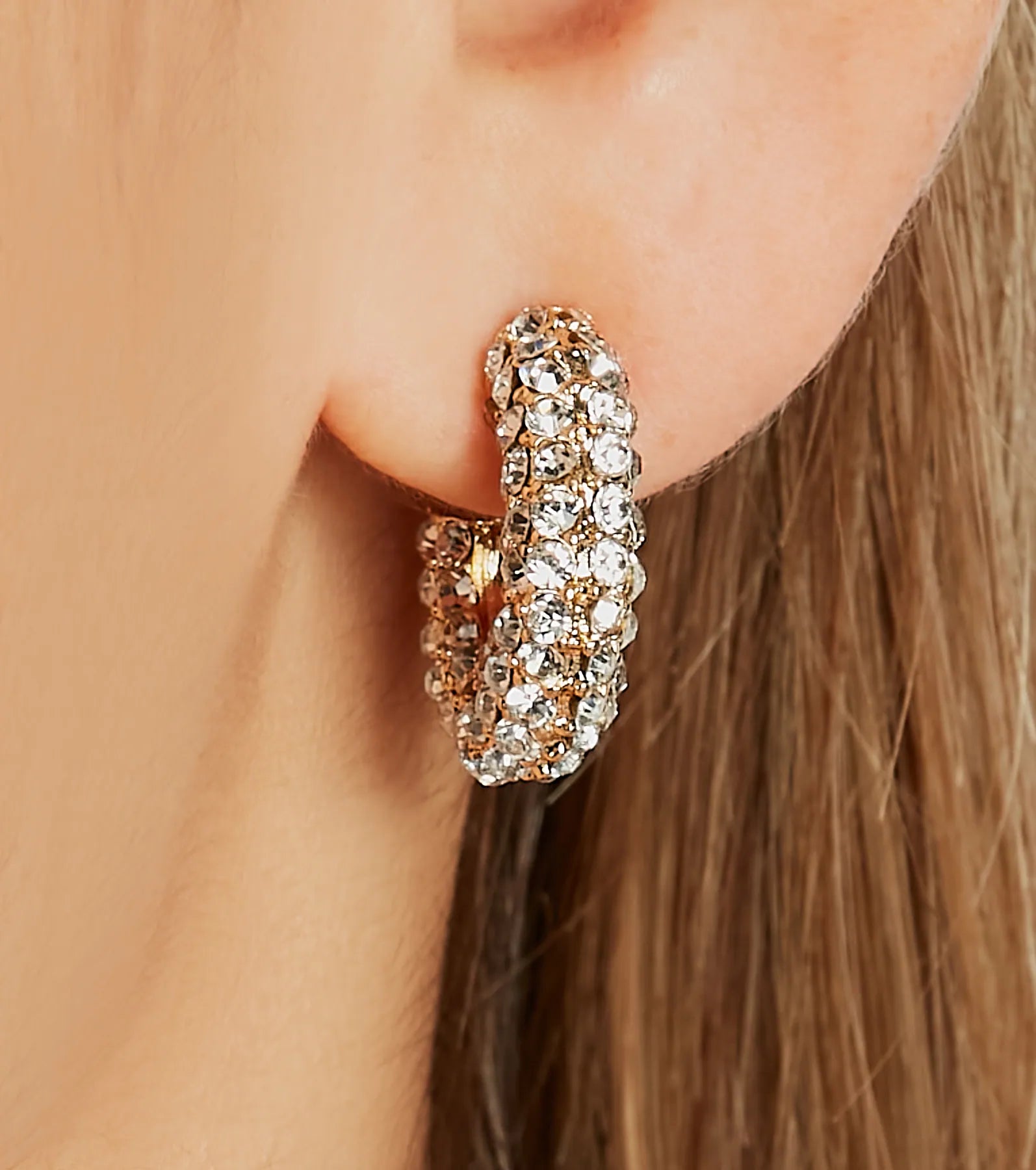 Premium Radiant Stance Rhinestone Mini Hoop Earrings