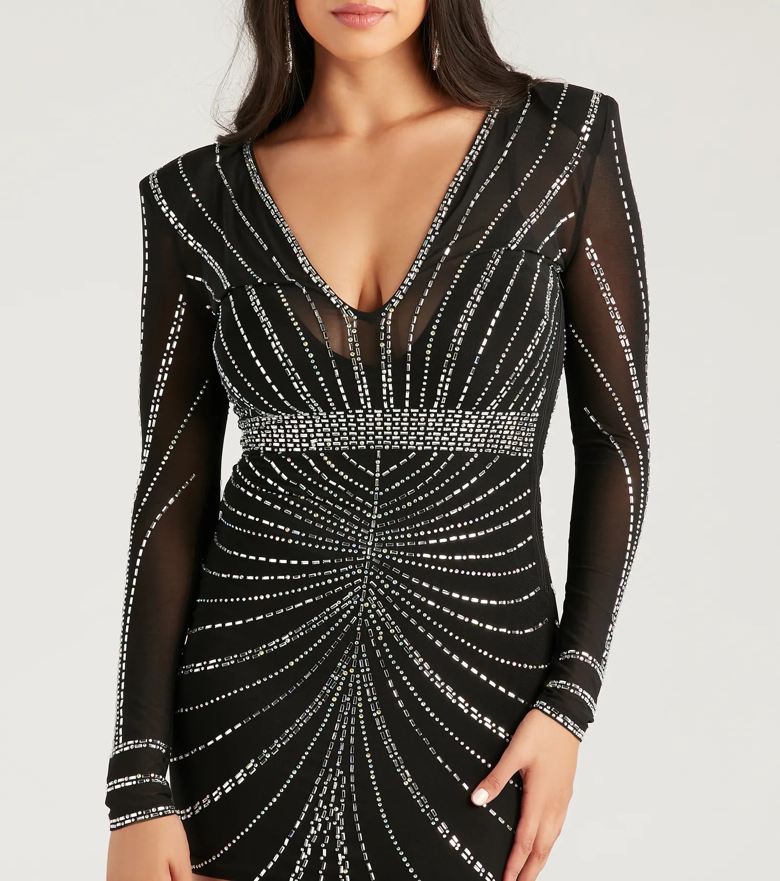 Rayna Premium Iridescent Rhinestone Glam Mini Dress